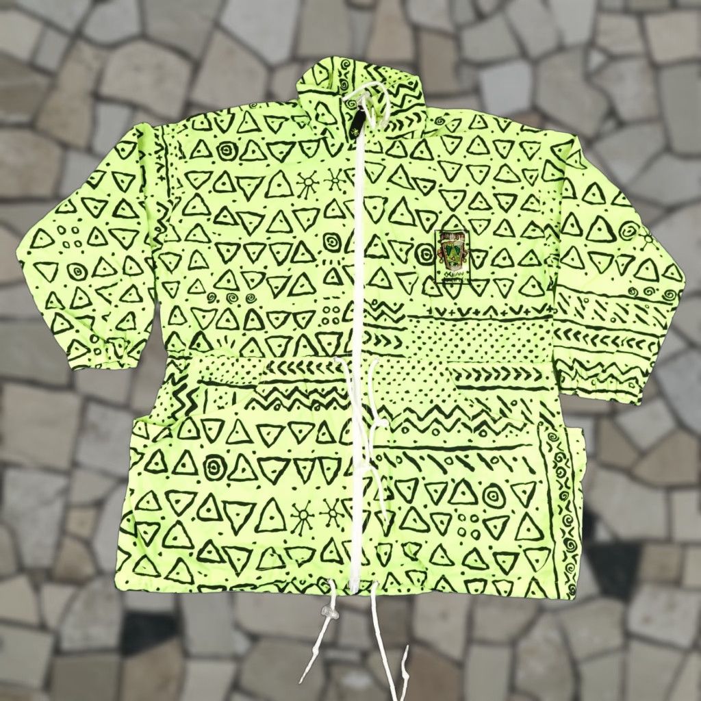 Ocean Pacific VINTAGE Ocean Pacific Jacket Windbreaker 90s Geometric Tiki Zip Up XL Green Mens Jacket Size US XL / EU 56 / 4 - 1 Thumbnail