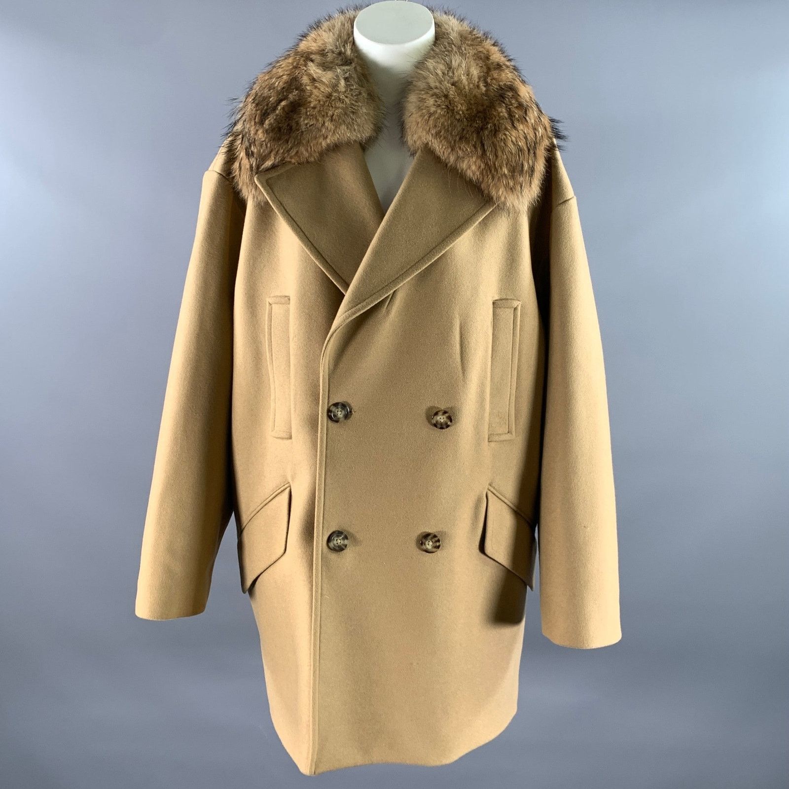 Michael Kors MICHAEL KORS XL Camel Wool Blend Fur Collar Double Coat Size XL / US 12-14 / IT 48-50 - 1 Thumbnail