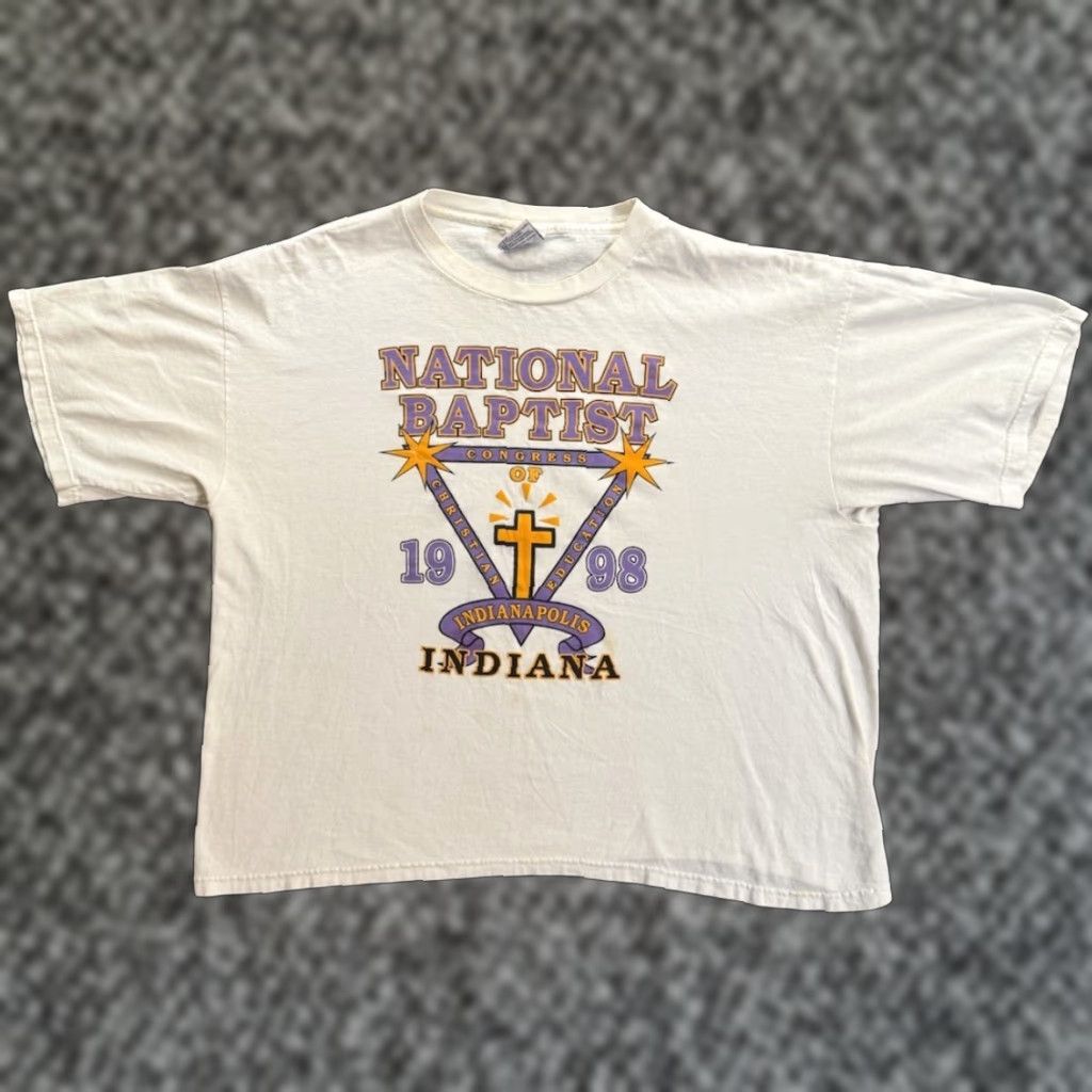 Vintage VINTAGE National Baptist Congress Of Christian Education Jesus Tee XL Shirt Mens 90s White Cotton Graphic Print Crew Neck Size US XL / EU 56 / 4 - 1 Thumbnail