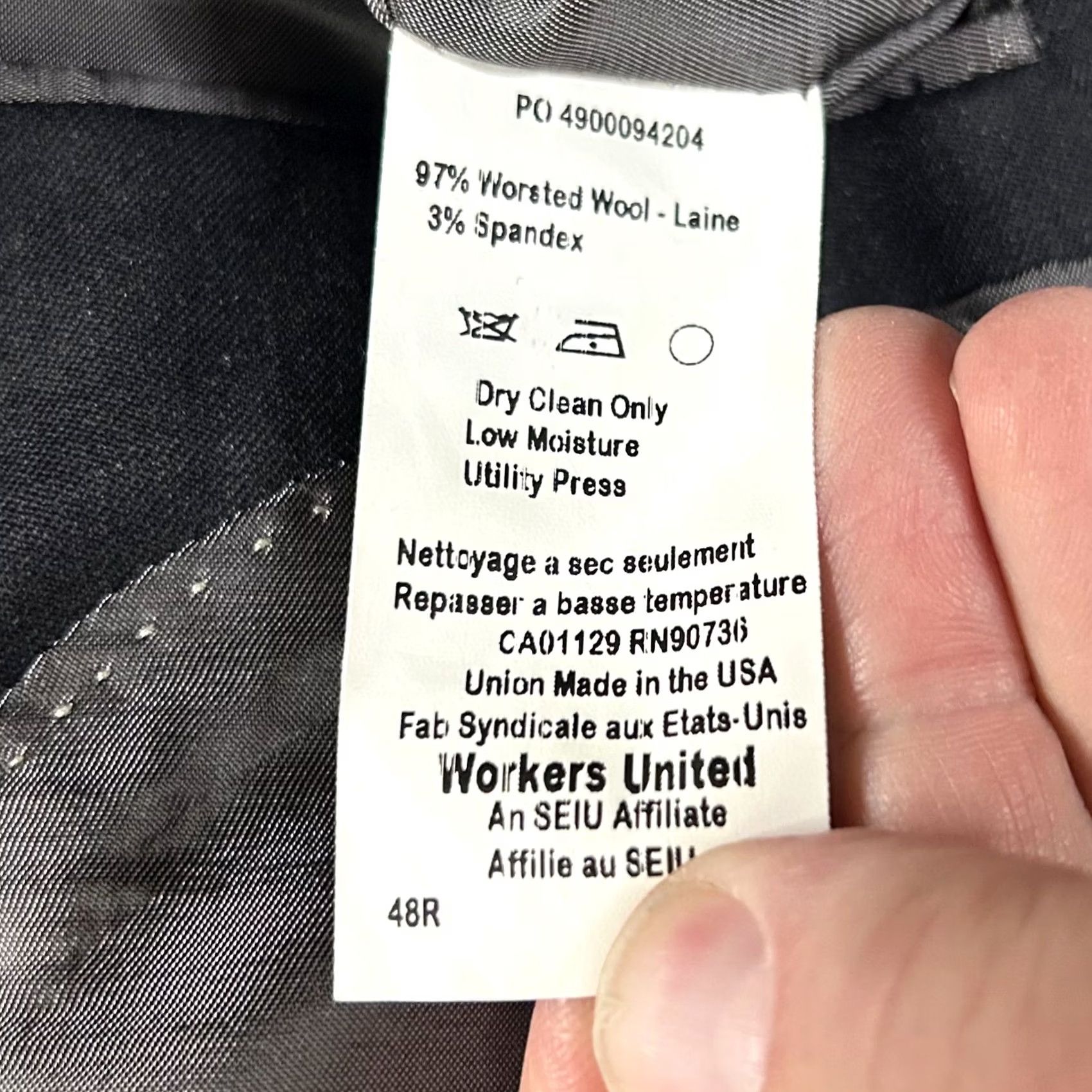 Hart Schaffner Marx Hart Schaffner Marx 48R Sport Coat Wool Blend Dark Gray Two Button Double Vented Jacket Mens Regular Size 48 Size US XS / EU 42 / 0 - 4 Thumbnail