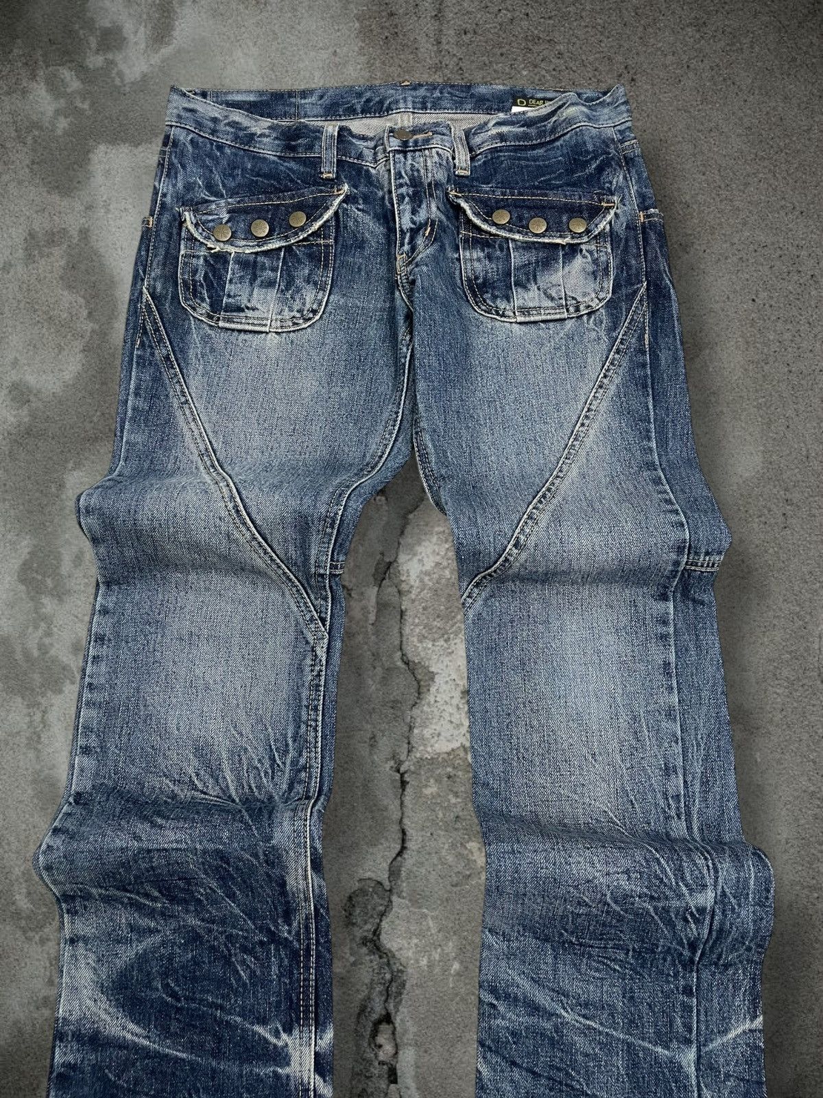 Japanese Brand Vintate 90s Japan Designer Dheart Blue Tribal Lowrise Denim Size US 31 - 4 Thumbnail