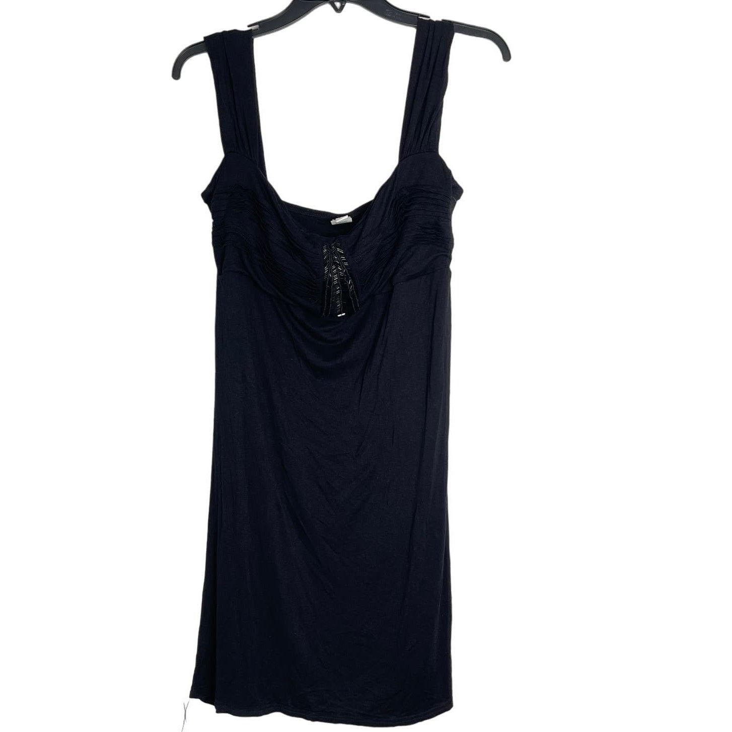 Badgley Mischka Badgley Mischka LBD Knit Empire Beaded Mini Dress Black Lg Size L / US 10 / IT 46 - 3 Thumbnail