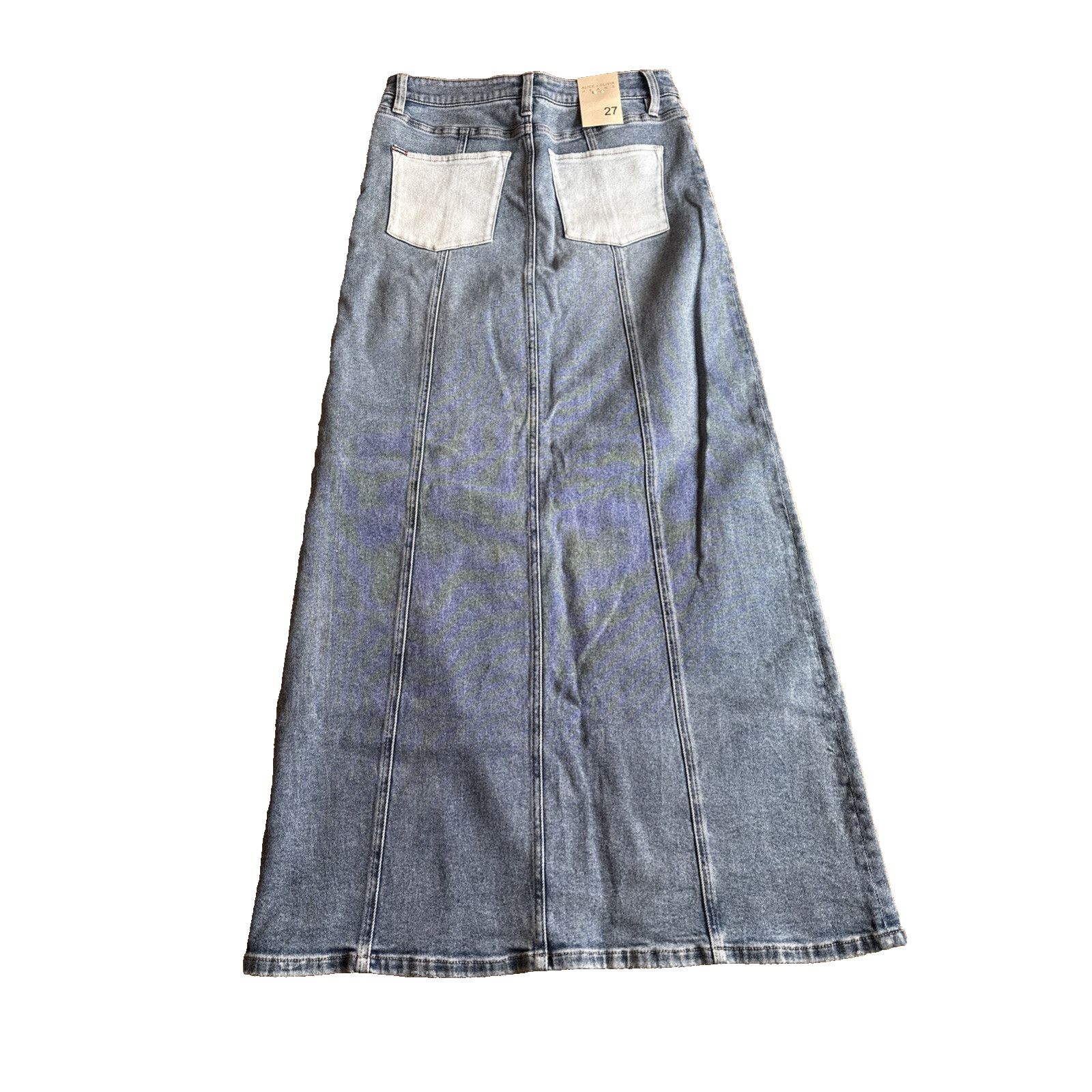 Alice + Olivia Alice + Olivia Rye TwoTone Denim Maxi Skirt Brooklyn Blue 27 Size 27" / US 4 / IT 40 - 7 Thumbnail