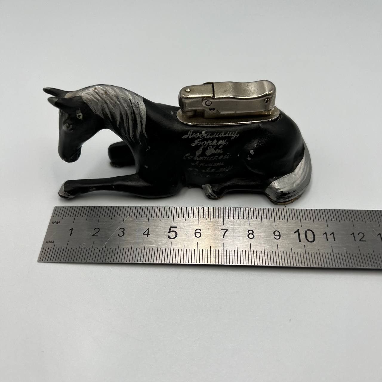 Vintage Vintage Desk Gasoline Lighter Figure Horse Good Working Size ONE SIZE - 5 Thumbnail