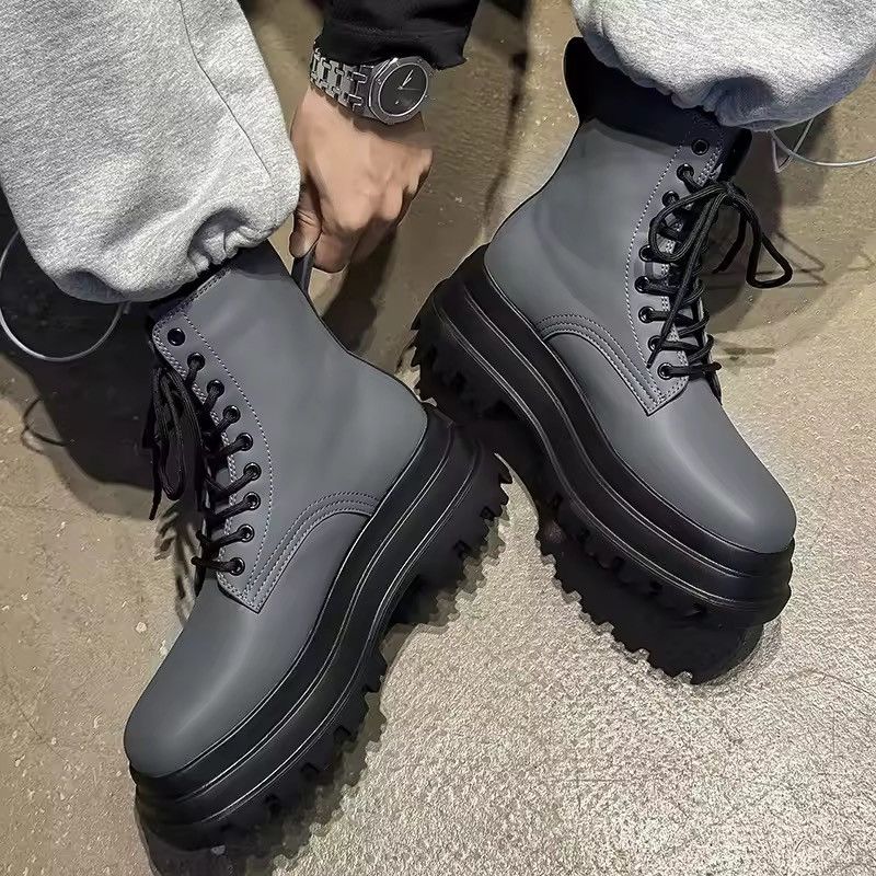 Japanese Brand Thick Soled High Top Men Pu Leather Boots Size US 6 / EU 39 - 4 Thumbnail