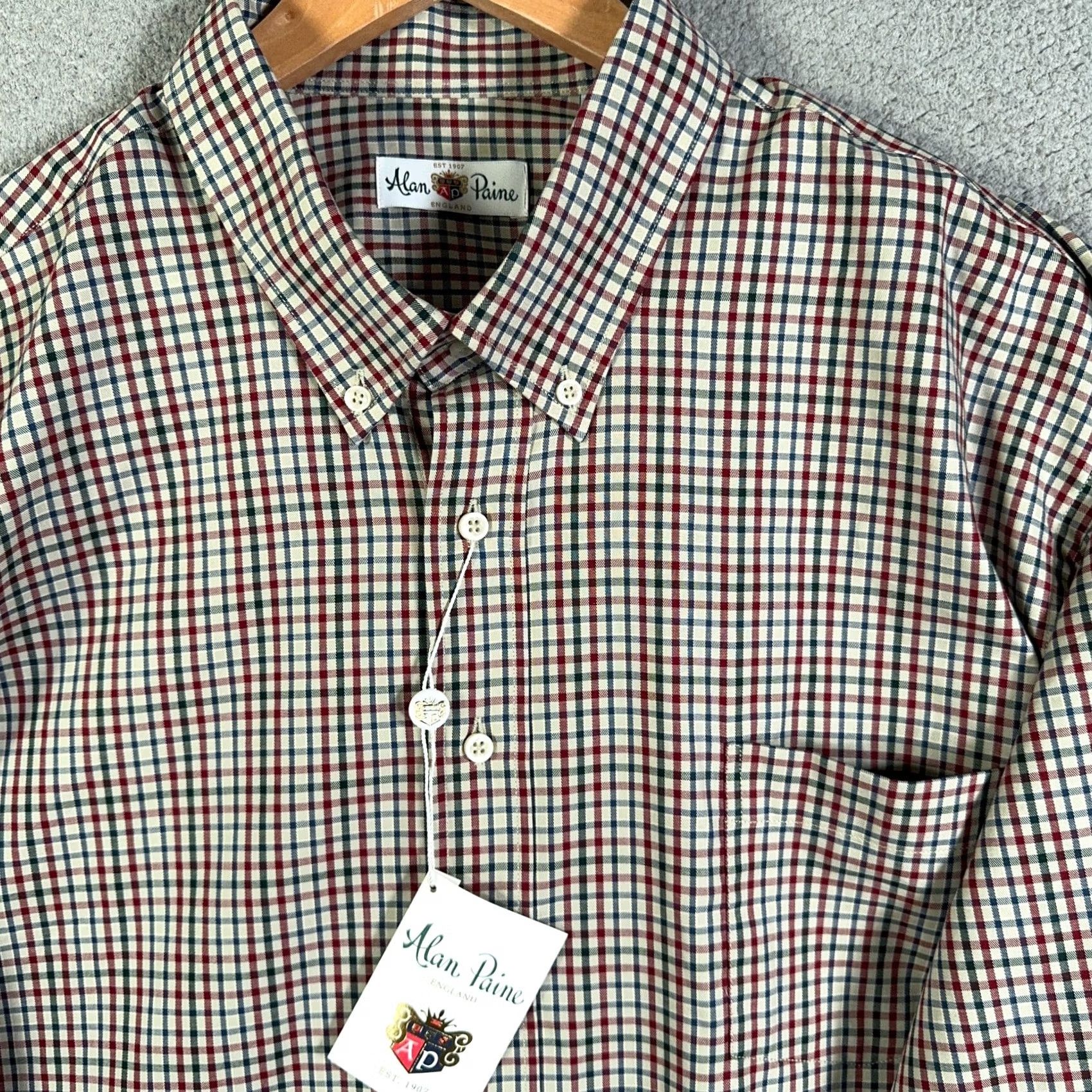 Vintage Alan Paine Shirt Mens 2XL Plaid Check Long Sleeve Cotton Button-Up Shirt Mens Size US XXL / EU 58 / 5 - 2 Thumbnail