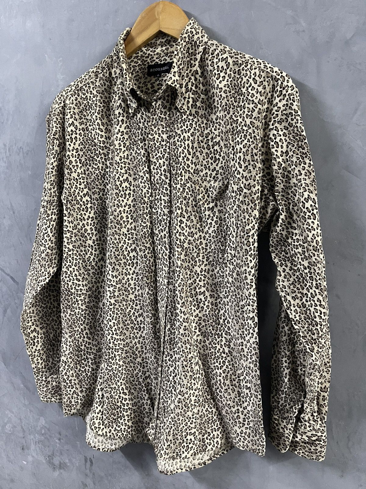 Japanese Brand ACOUSTIC - Vintage Leopard Printed Shirt Size US L / EU 52-54 / 3 - 3 Thumbnail