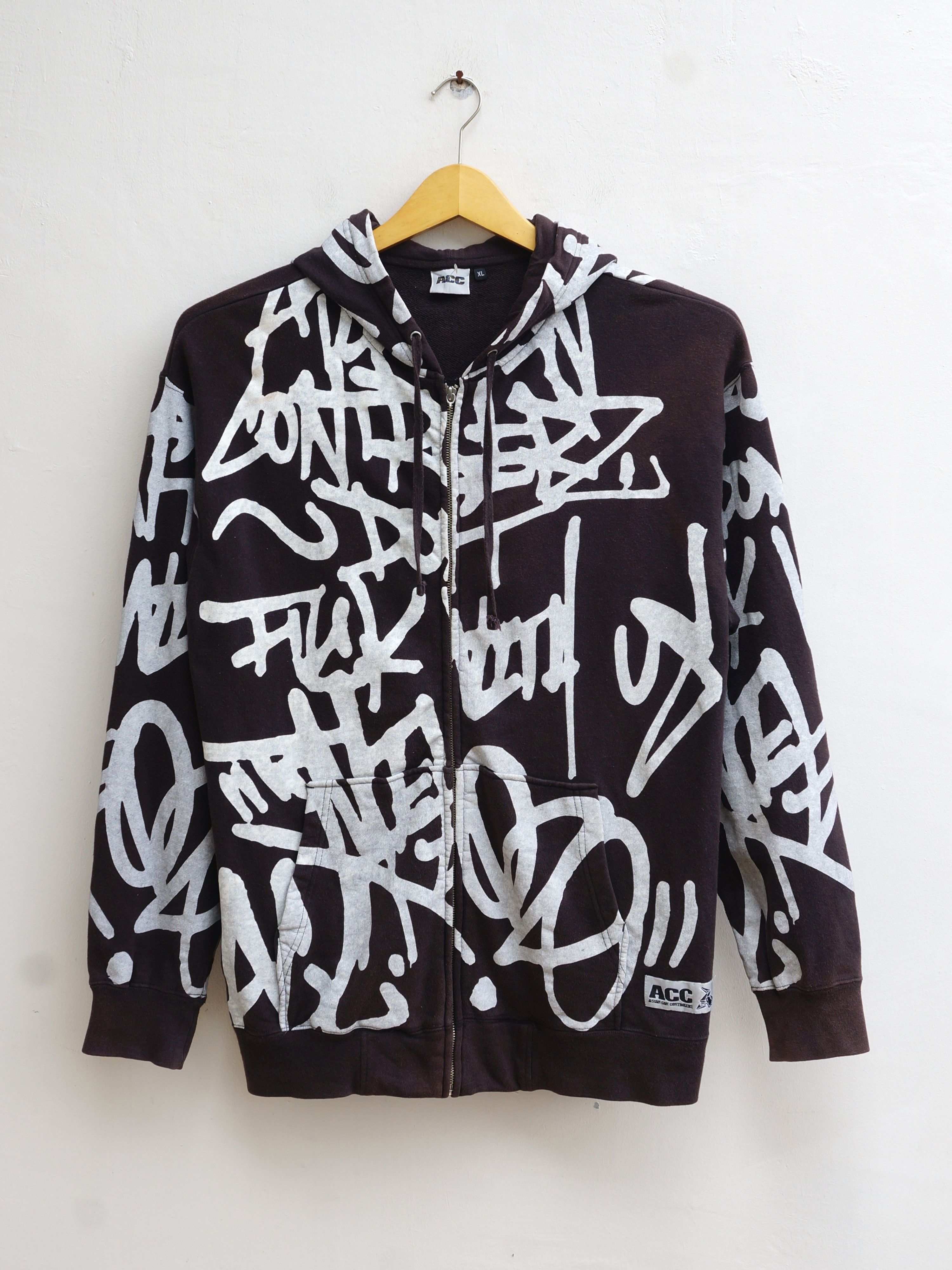 image of Seditionaries Asian Can Controlerz Acc Grafitti Hoodie Zip Sweatshirt in Black, Men's (Size XL)