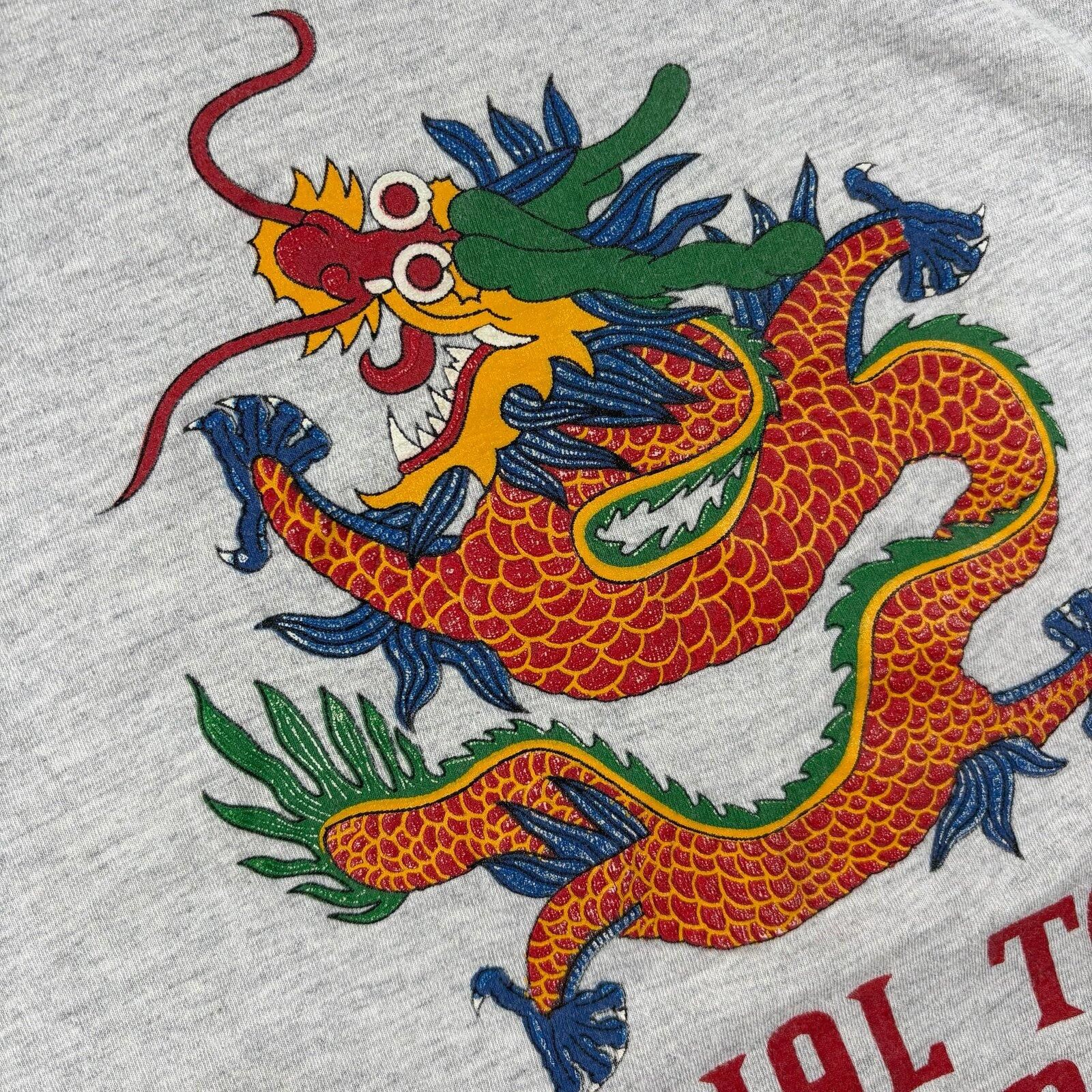 Anvil Vintage 90s Chinese Dragon single stitch tee Size US XL / EU 56 / 4 - 5 Thumbnail