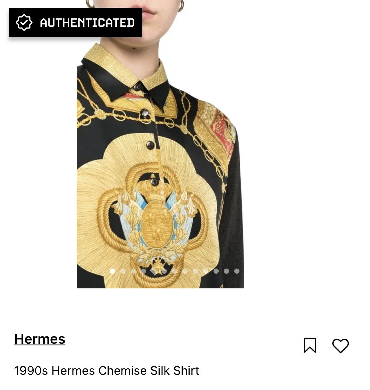 Hermes 1990s Hermes Chemise Silk Shirt Size L / US 10 / IT 46 - 16 Thumbnail