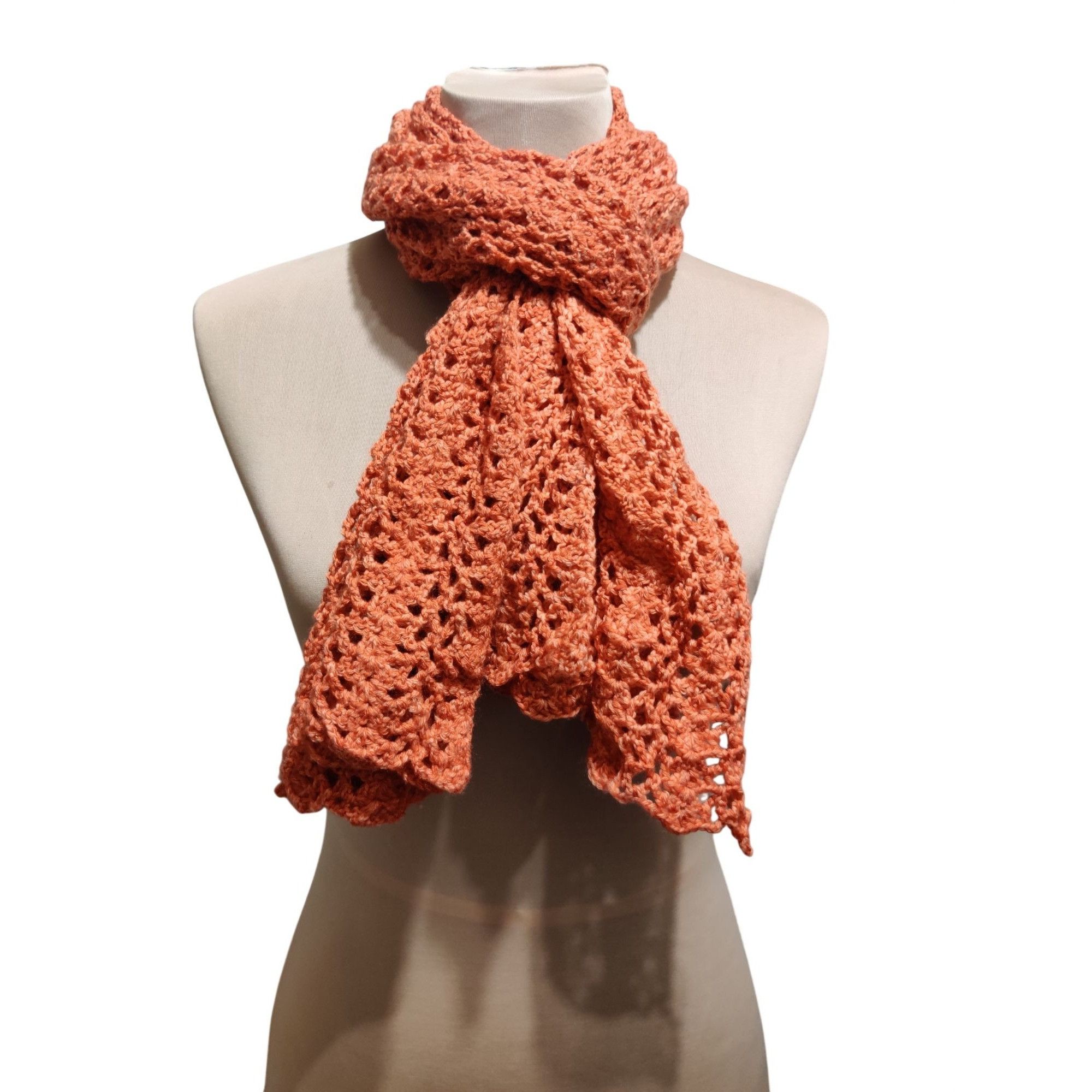 Handmade Handmade Rust Crochet Scarf Open Lace Stitch Vintage Boho Fa Size ONE SIZE - 10 Thumbnail
