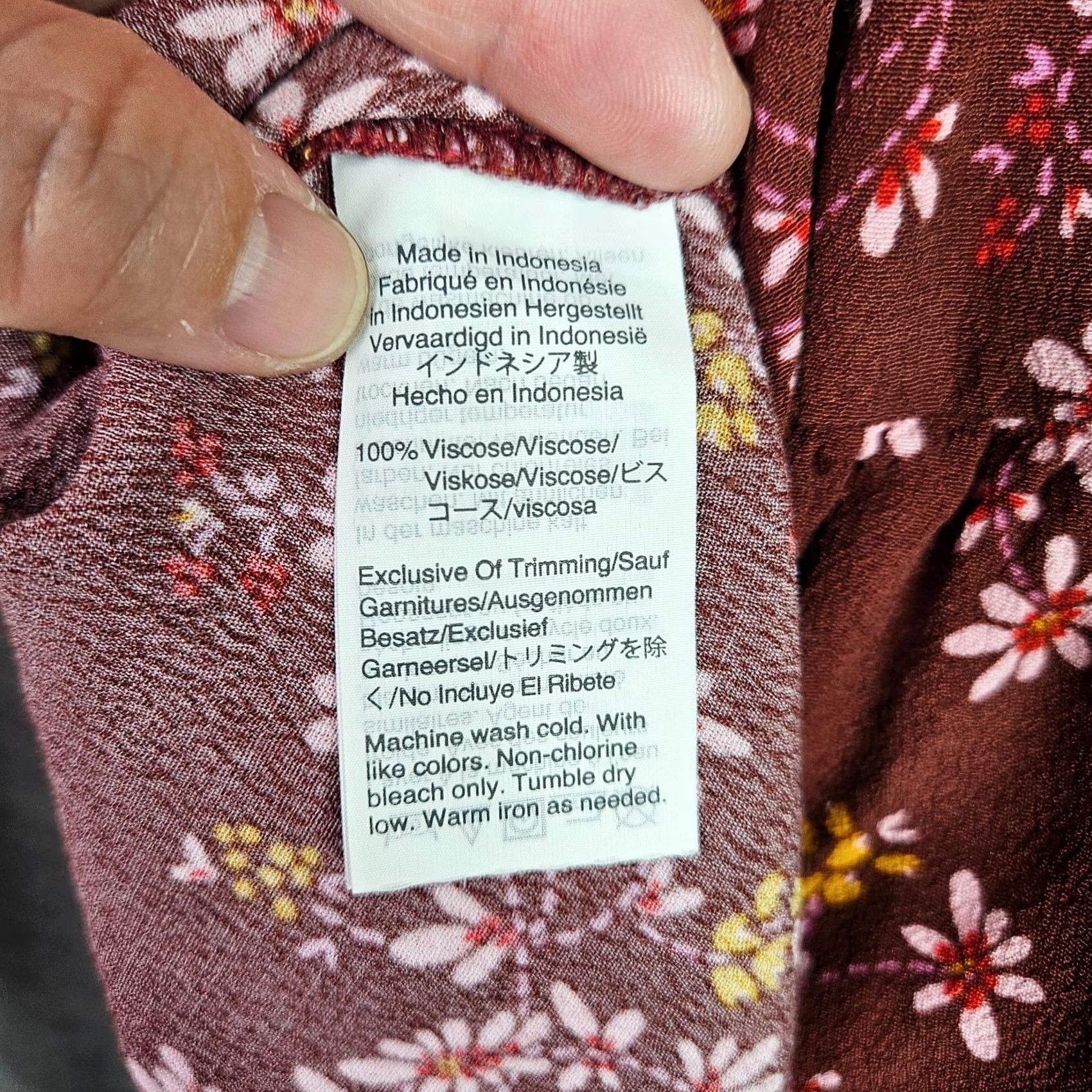 Madewell Madewell Women's Blouse Floral V-Neck Short Sleeve Rust Brown Size 20 Regular Size 3XL / US 20-22 - 3 Thumbnail