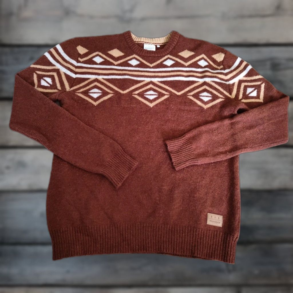 Vintage Passenger Men's Wool Blend Sweater XL Geometric Crew Neck Heavyweight Casual Winter Size US XL / EU 56 / 4 - 1 Thumbnail