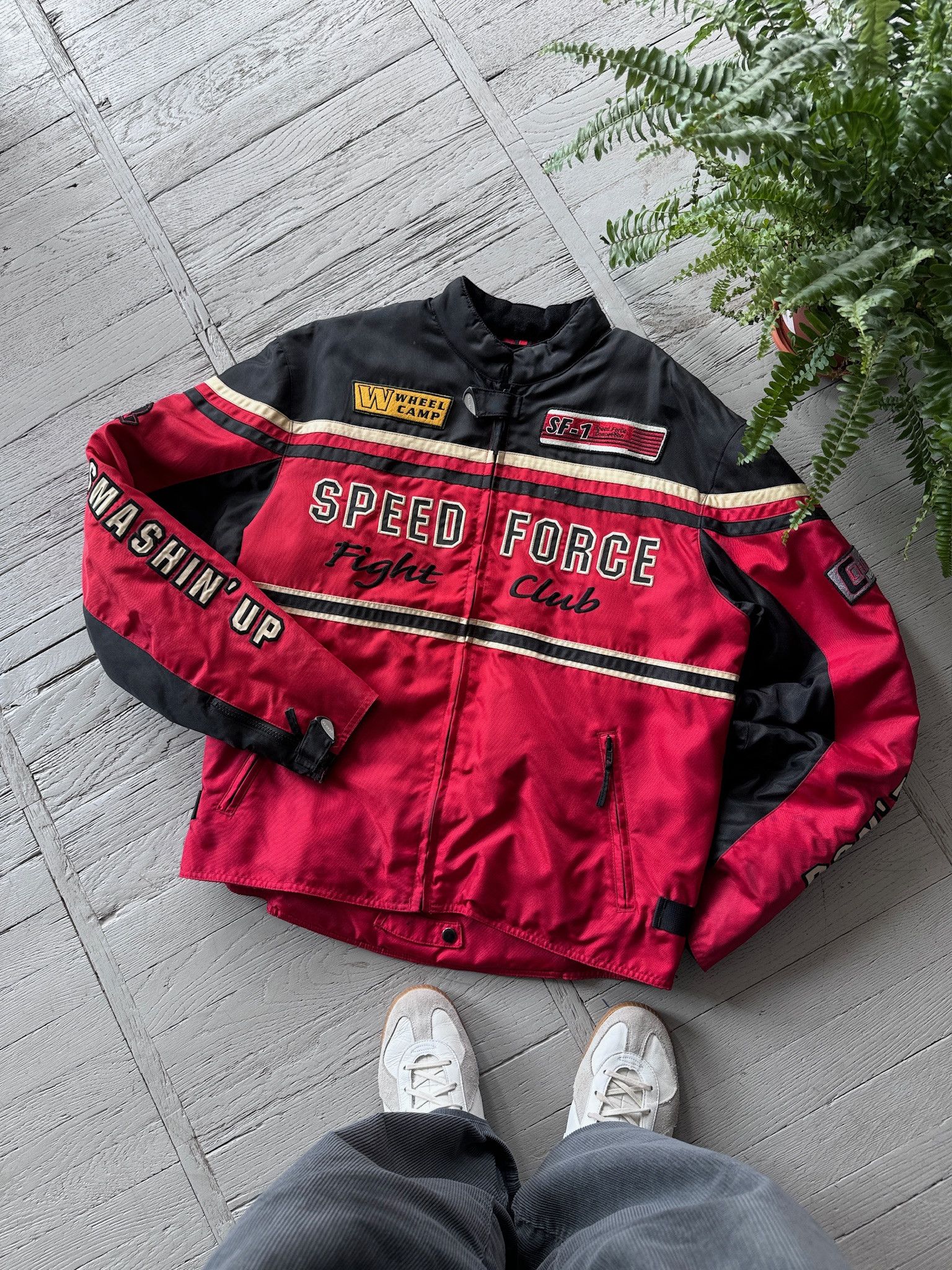 image of Avant Garde x Vintage Speed Force Racing Jacket in Red Black, Men's (Size XL)