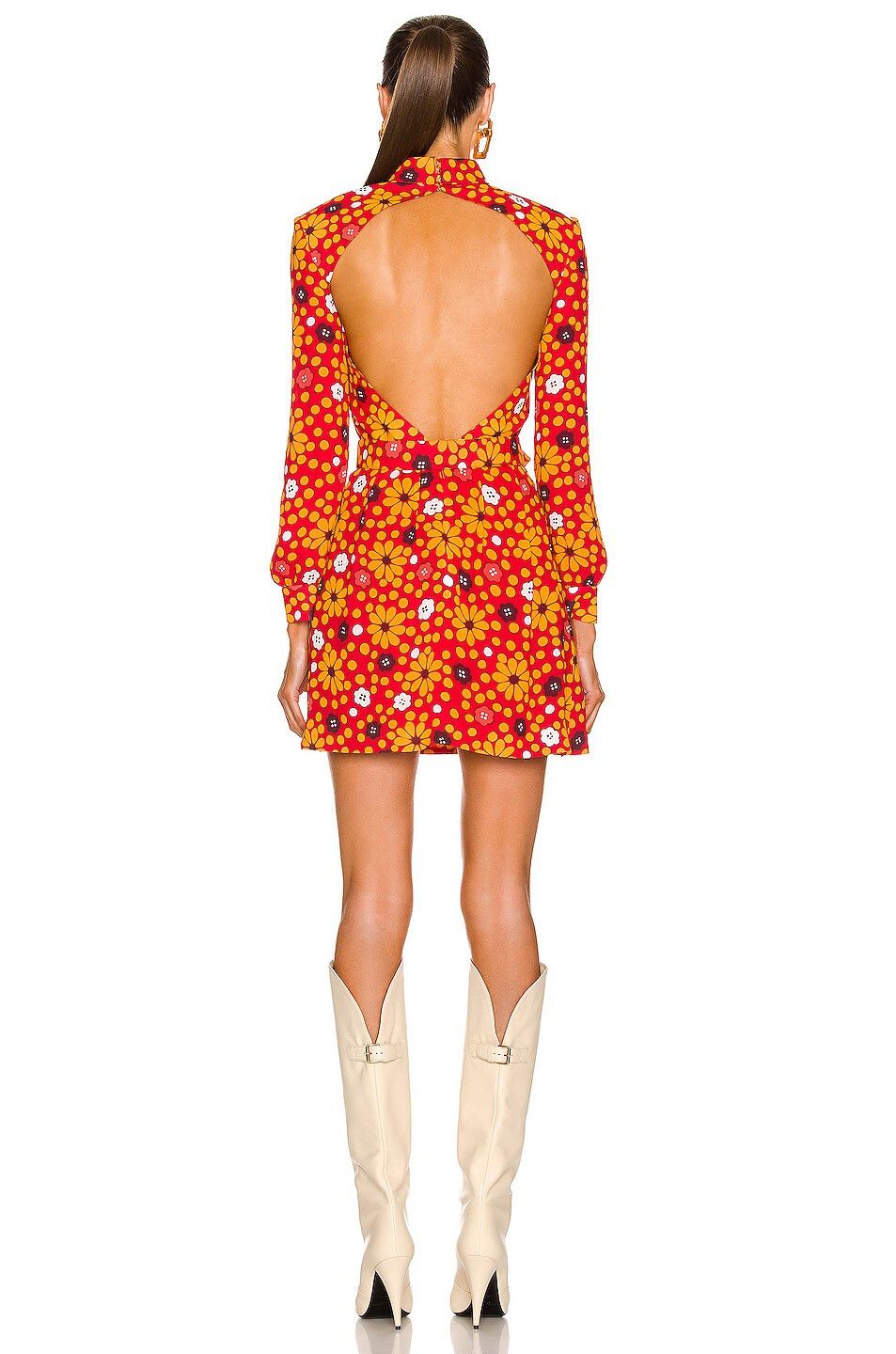 Saint Laurent Paris o1bcso1str1125 Robe Crepe Viscose Margueriete in Multicolor Size XS / US 0-2 / IT 36-38 - 4 Thumbnail