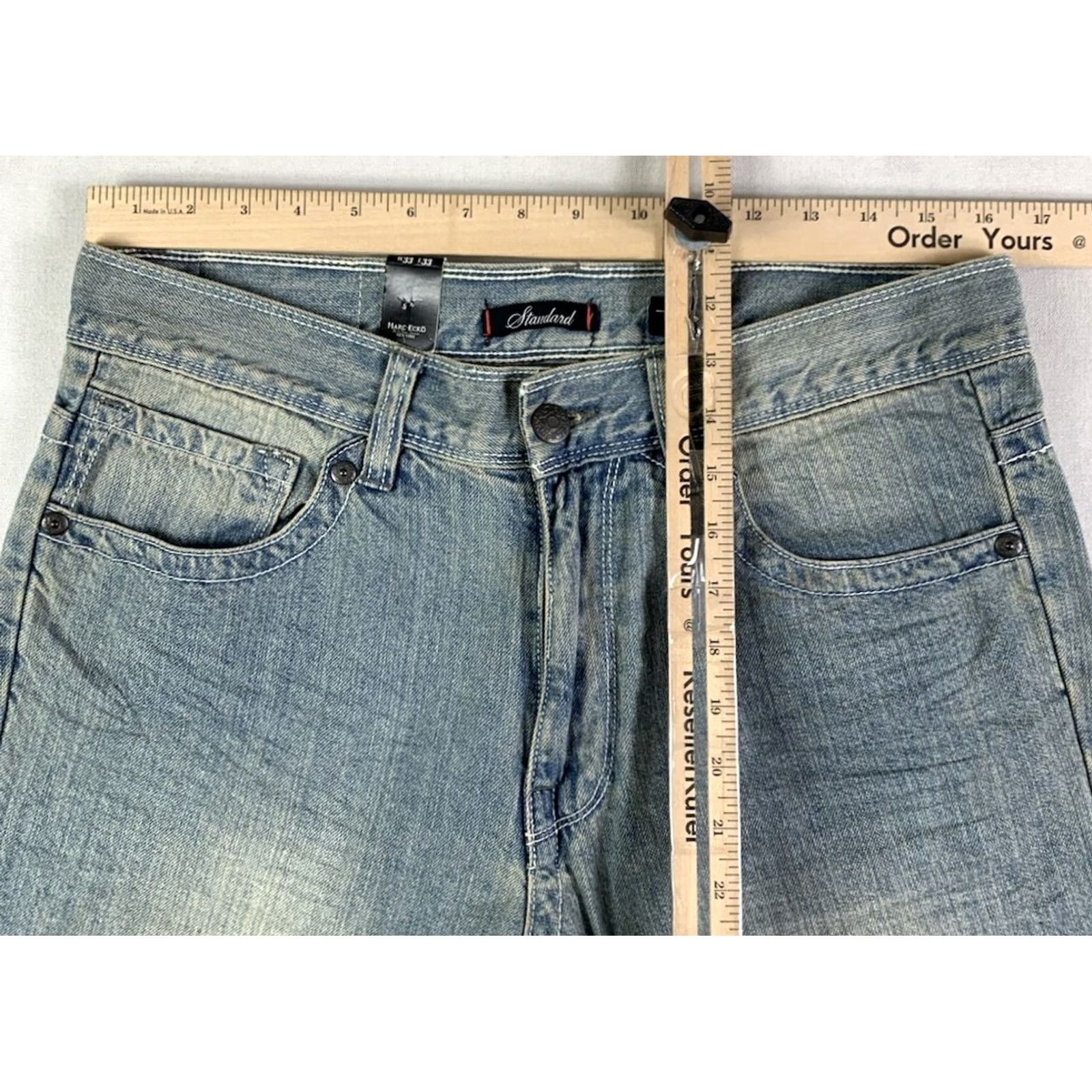 Marcs VINTAGE Marc Ecko Jeans Men's 33x33 Blue Embroidered Y2K Fits 32x32 NWT Size US 33 - 6 Thumbnail