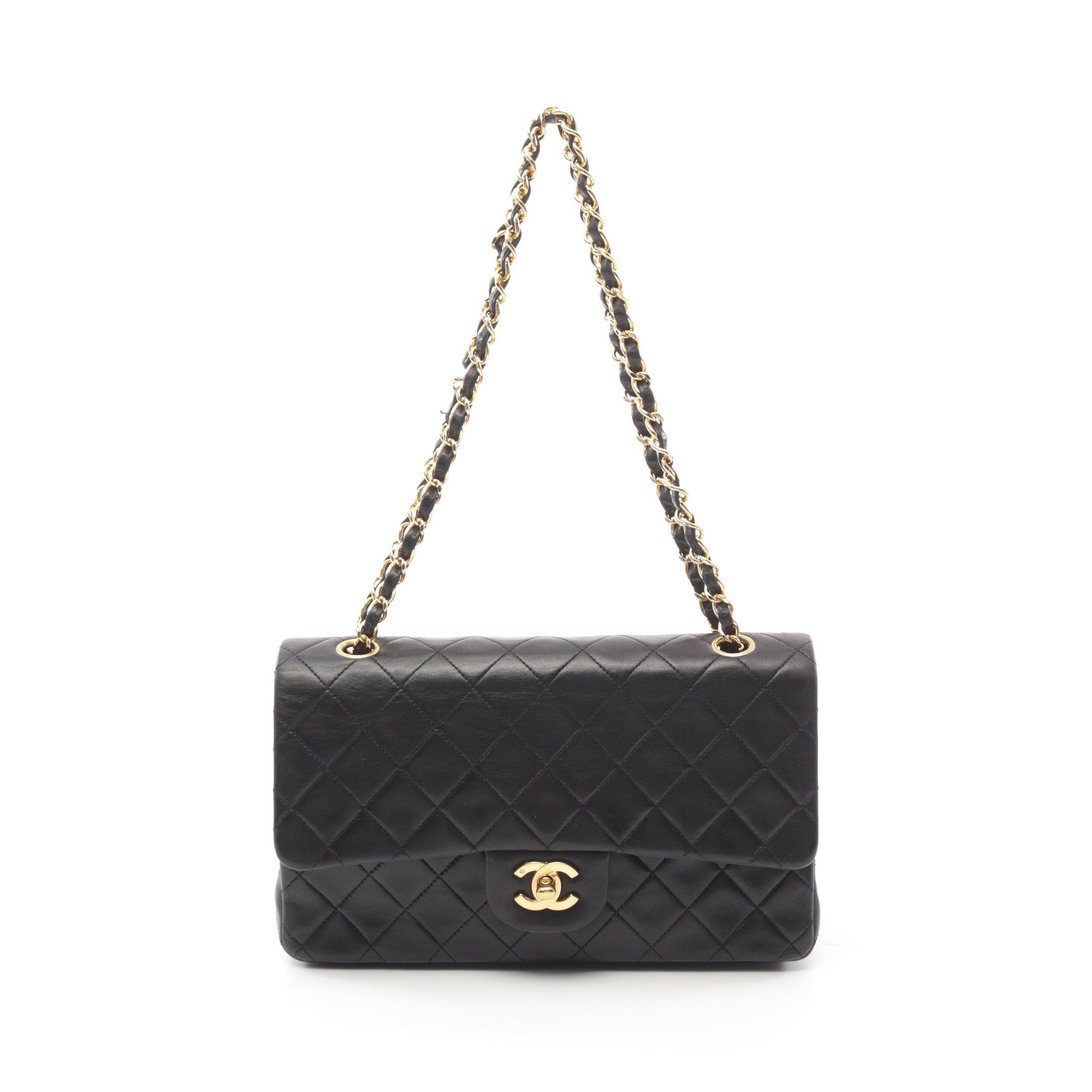 Chanel Chanel Matelasse Double Flap Chain Shoulder Bag Lambskin Black Gold Hardware Size ONE SIZE - 1 Thumbnail