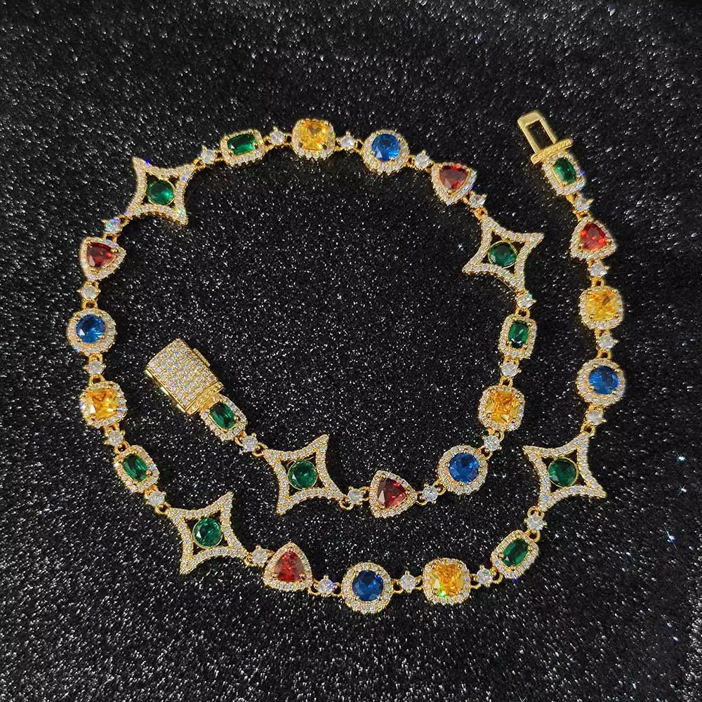 Jewelry Hip Hop Jewelry Women Colored Zircon Iced Out Necklace Size ONE SIZE - 6 Thumbnail