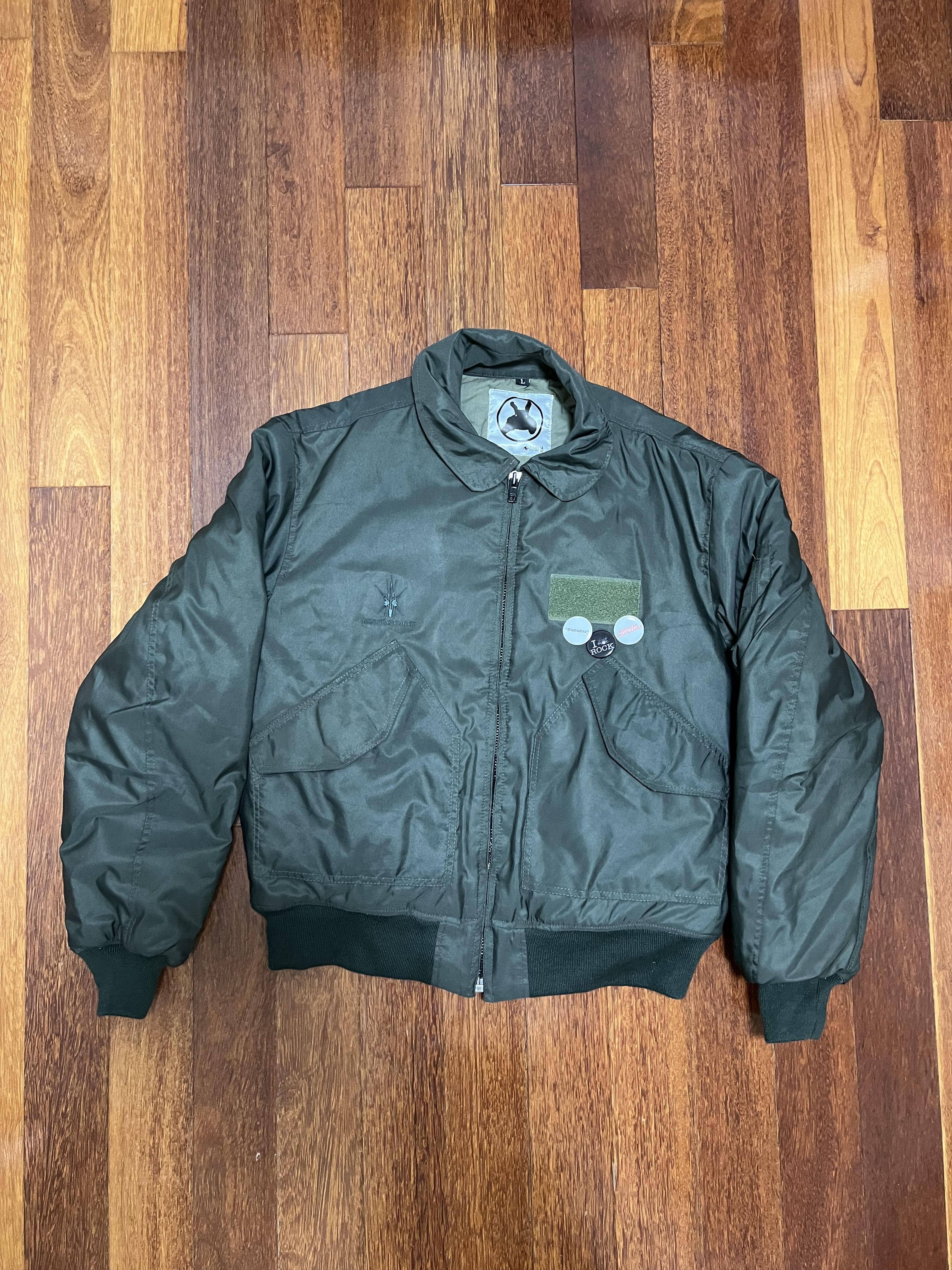 💚 Basketcase Flight Military Bomber Jacket Olive Green NEW