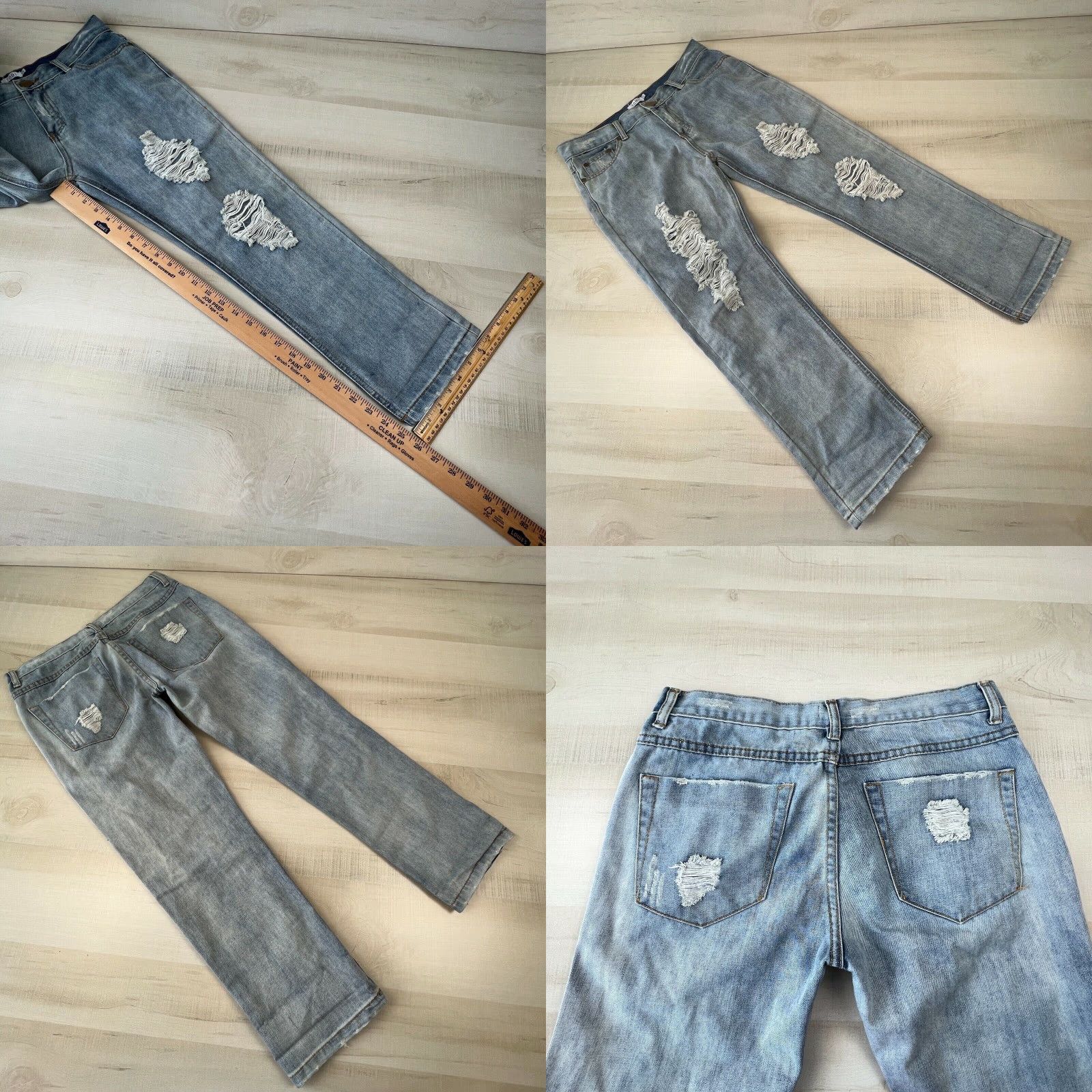 Vintage Tobi Womens Distressed Cropped Jeans Blue Light Wash 25 Regular Waist 29 Size 42" / US 20 - 8 Thumbnail