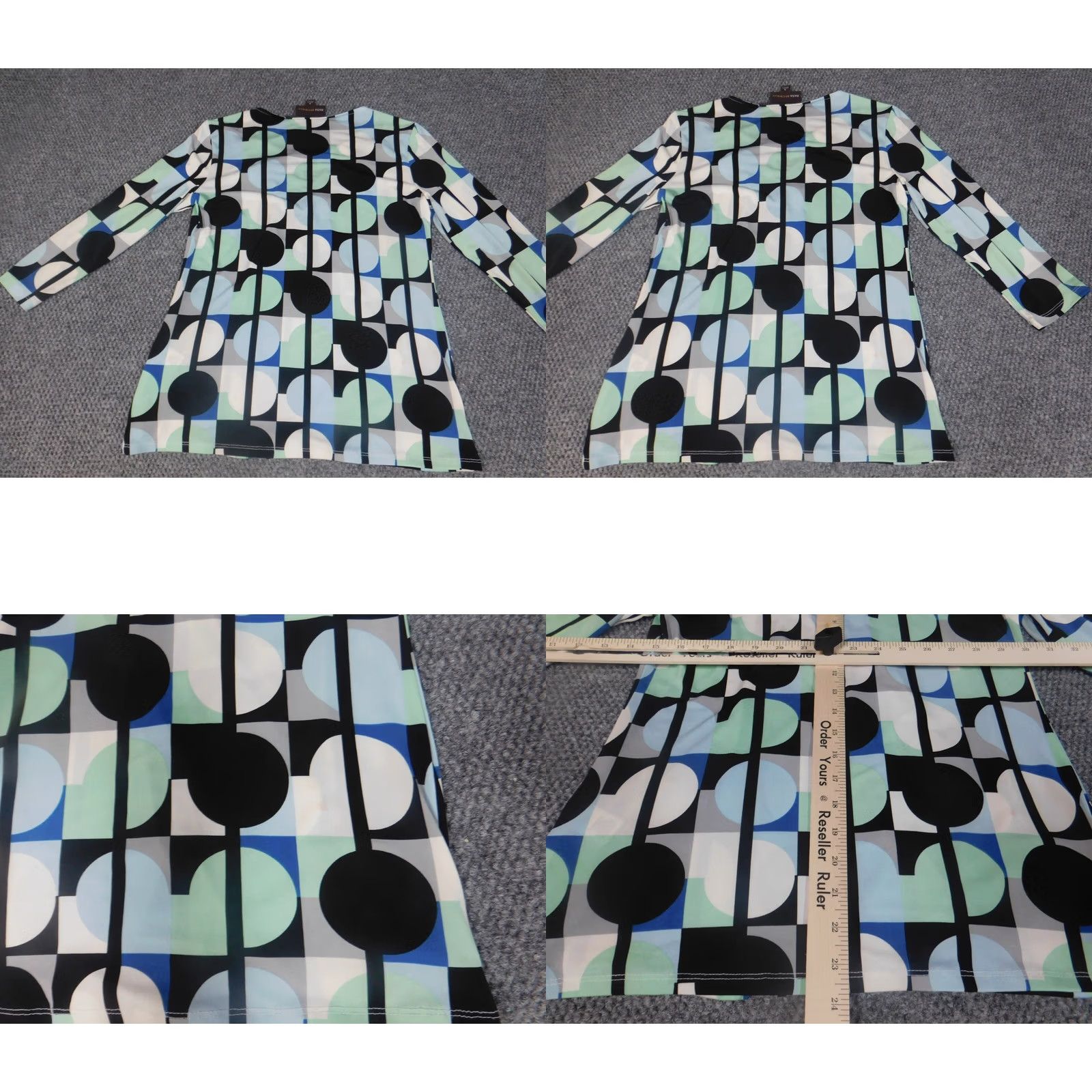 Vintage Dana Buchman Blouse Shirt Womens Small Green Crew Neck Pullover Stretch Dot Pattern Casual Regular Short Sleeve Button Detail Vintage No N/A Size S / US 4 / IT 40 - 8 Thumbnail