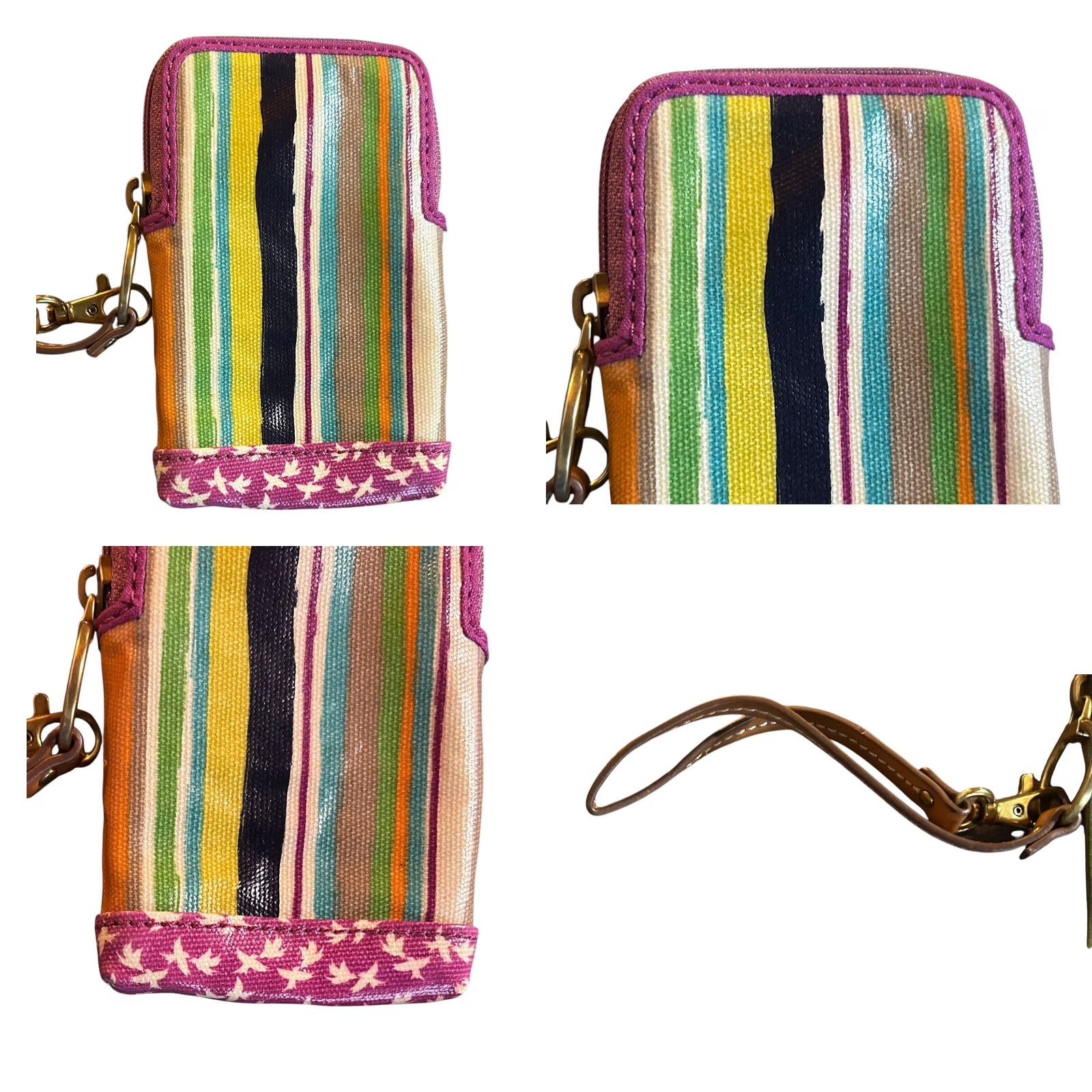 Fossil Fossil Birds Purple Striped Wristlet Wallet NWT Women Small Coin Purse Purse Credit Card 4in x 6in Wristlet Wallet Women Size ONE SIZE - 10 Thumbnail