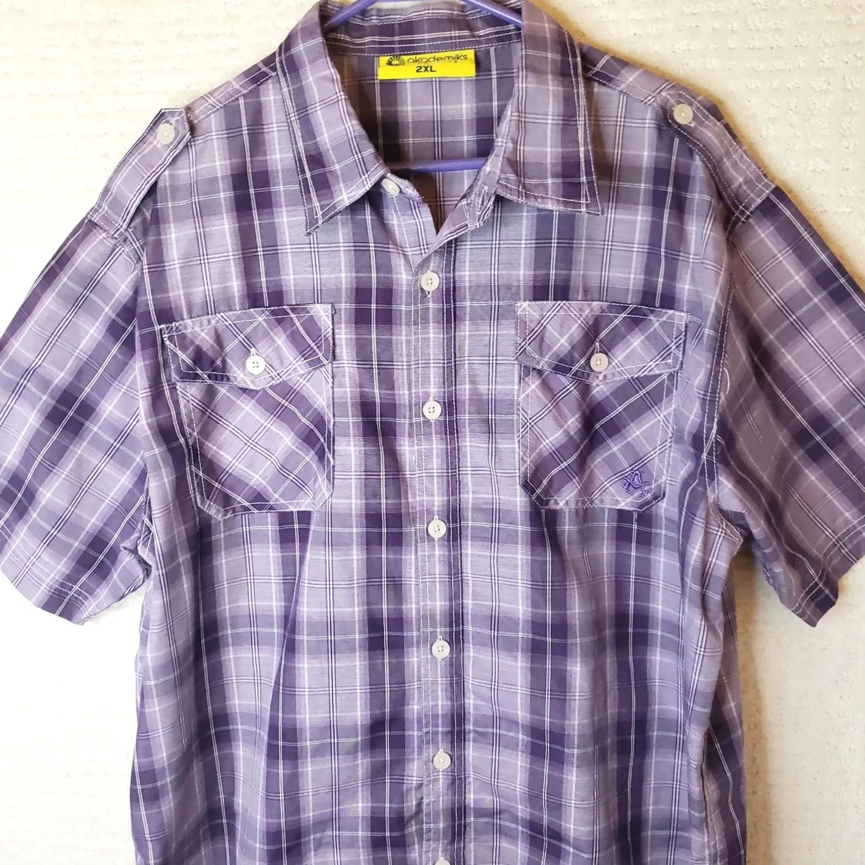 Akademiks Akademiks Purple Plaid Button Down Shirt - 2XL Size US XXL / EU 58 / 5 - 2 Thumbnail