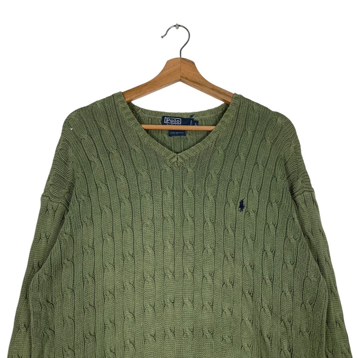 Polo Ralph Lauren POLO RALPH LAUREN Cable Knit Green Sweater #1193-C54 Size US L / EU 52-54 / 3 - 2 Thumbnail