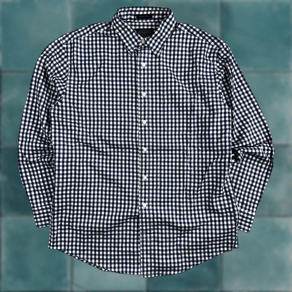 Pendleton Pendleton Bridgeport Shirt Men's Size L Blue Lime Check Long Sleeve Button Down Size US L / EU 52-54 / 3 - 1 Thumbnail