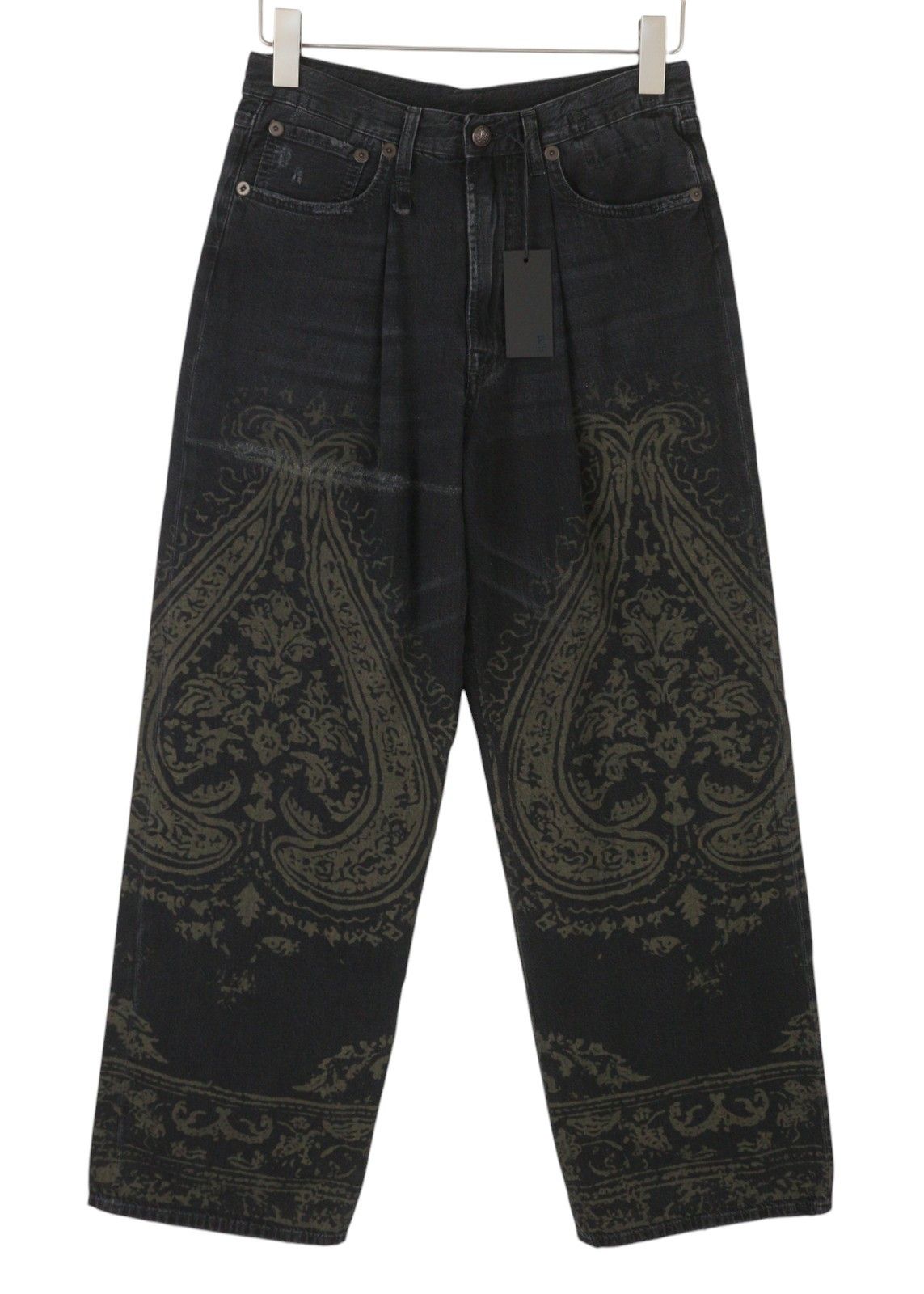 R13 DAMON PLEATED 26 Baroque Black Wide Jeans 89853 Size 26" / US 2 / IT 38 - 2 Thumbnail