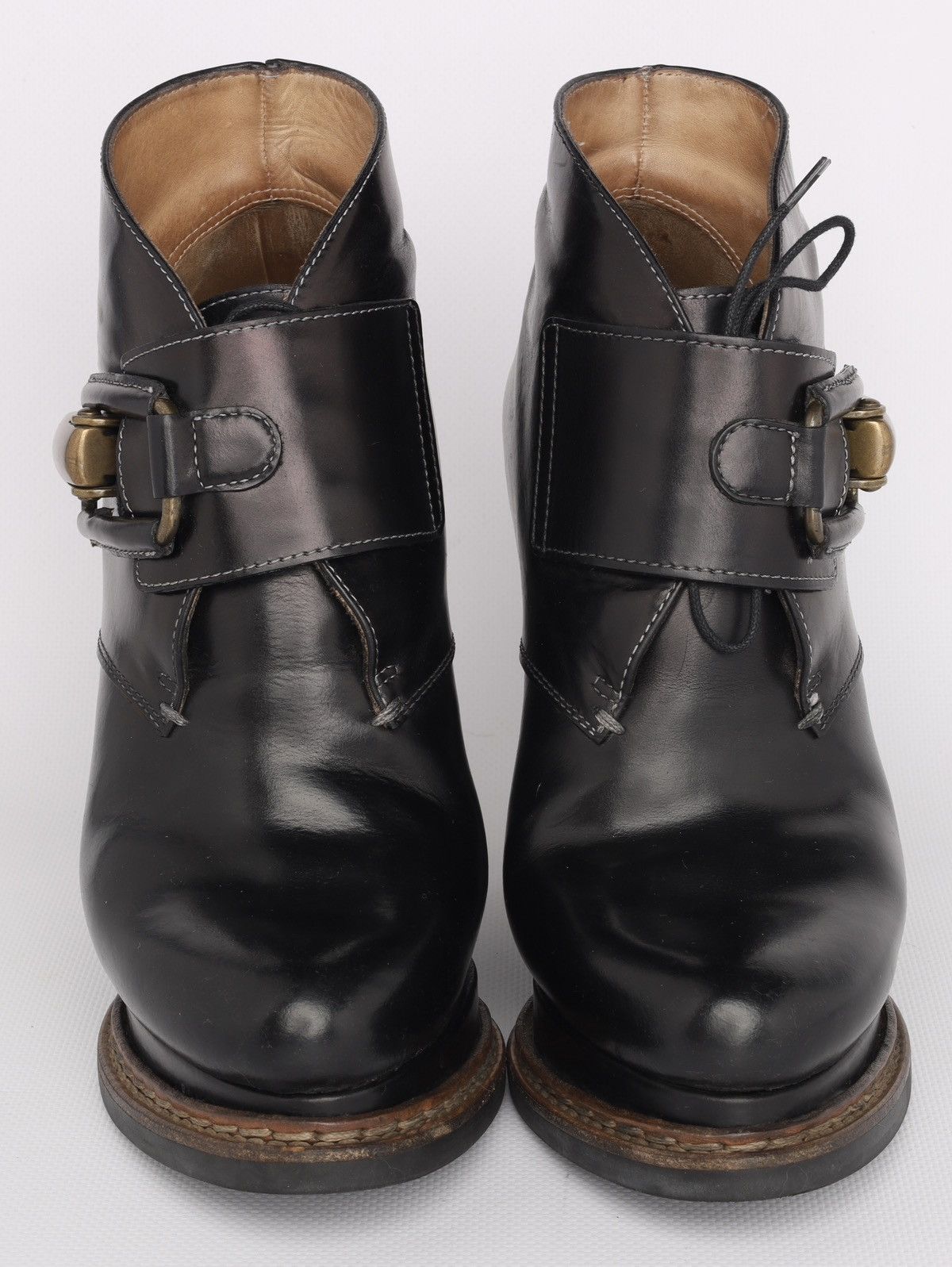 Jil Sander Jil Sander Leather Black Hi Heel Boots Platform Wedge Buckle Size US 6 / IT 36 - 14 Thumbnail