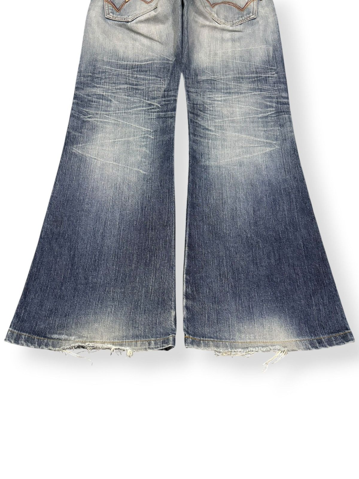Edwin Vintage Edwin Blue Trip Faded Wash Flare Distressed Jeans Size US 33 - 13 Thumbnail