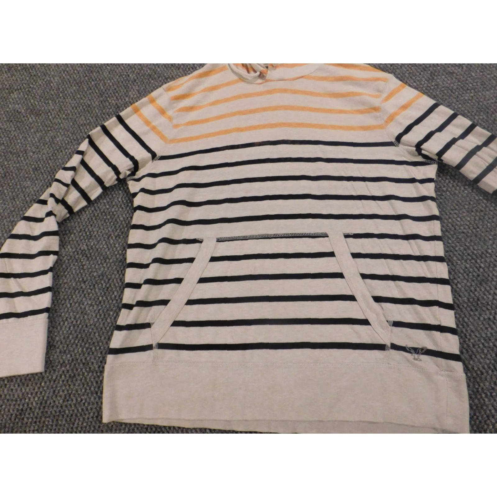 American Eagle Outfitters American Eagle Outfitters Sweater Pullover Mens M White Striped Athletic Knit Quilted Cable-Knit Long Sleeve Round Neck Fall Winter Casual City Size US M / EU 48-50 / 2 - 4 Thumbnail