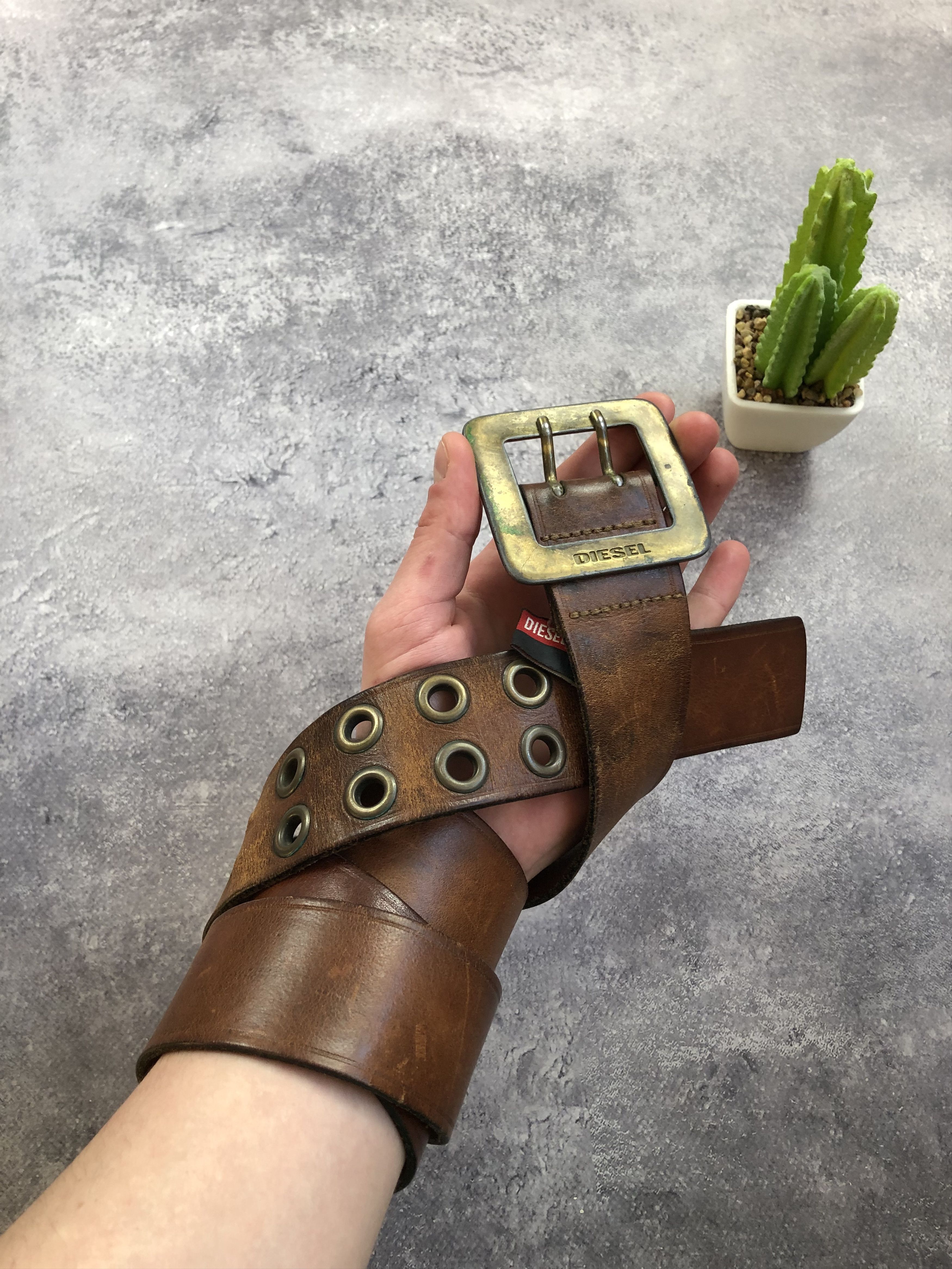 DIESEL Vintage Dad Rare Real Leather Brown Belt Streetwear