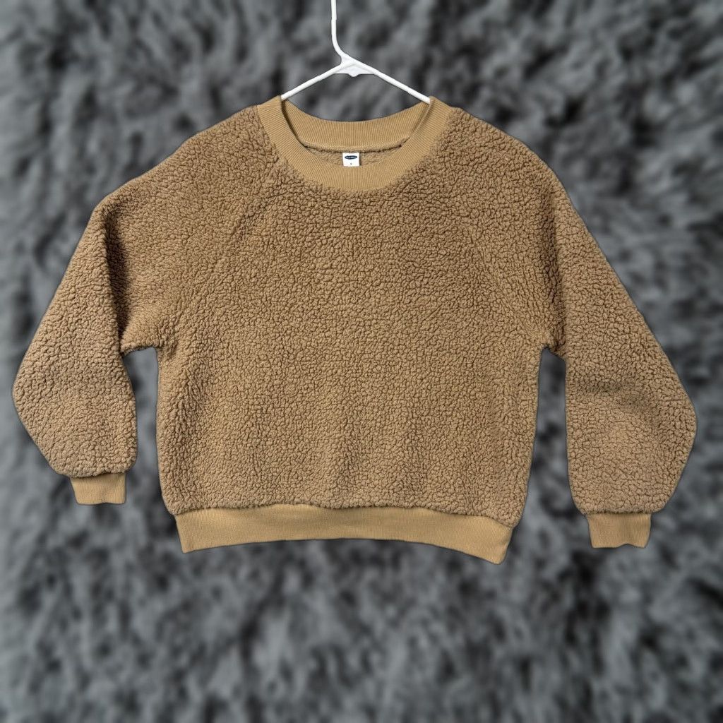 Old Navy VINTAGE Old Navy Sweatshirt Womens S Tan Sherpa Teddy Fleece Crewneck Cabincore Hygge Size S / US 4 / IT 40 - 1 Thumbnail