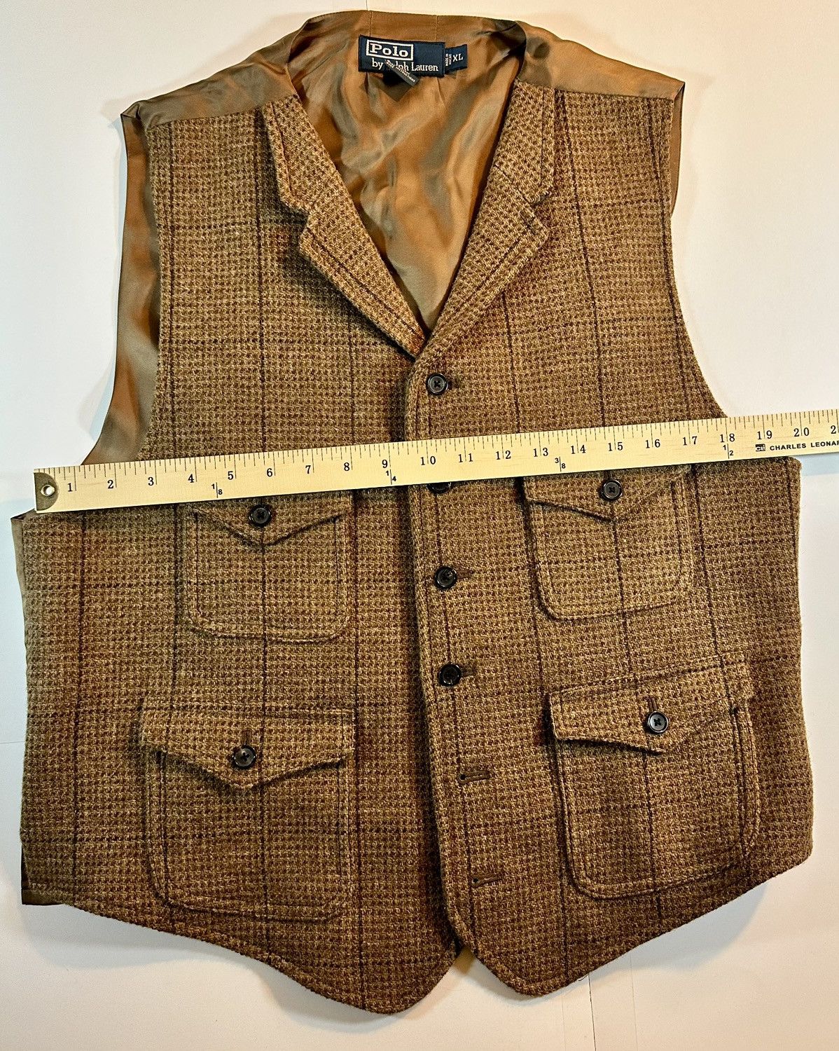 Polo Ralph Lauren Polo Ralph Lauren Tweed Vest/Waistcoat XL -Brown Houndstooth Size 46R - 2 Thumbnail