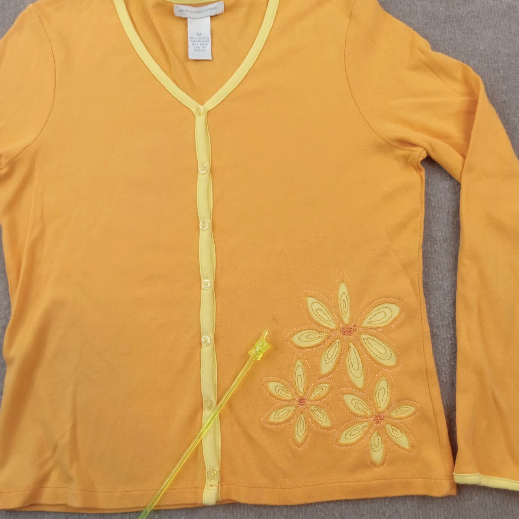 Vintage Mark Fore & Strike Womens Medium Cardigan Orange Flowers Size M / US 6-8 / IT 42-44 - 7 Thumbnail