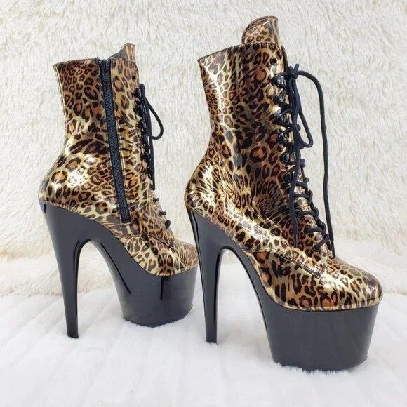 Other NEW Adore Gold Leopard 1020 Platform Heel Ankle Boots Pole D Size US 12 / IT 42 - 5 Thumbnail