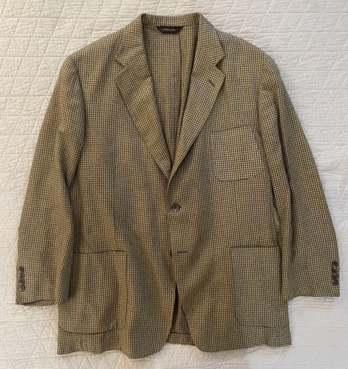 Paul Stuart Small Check Print Deconstructed Patch Pocket Jacket Size 46R - 1 Thumbnail
