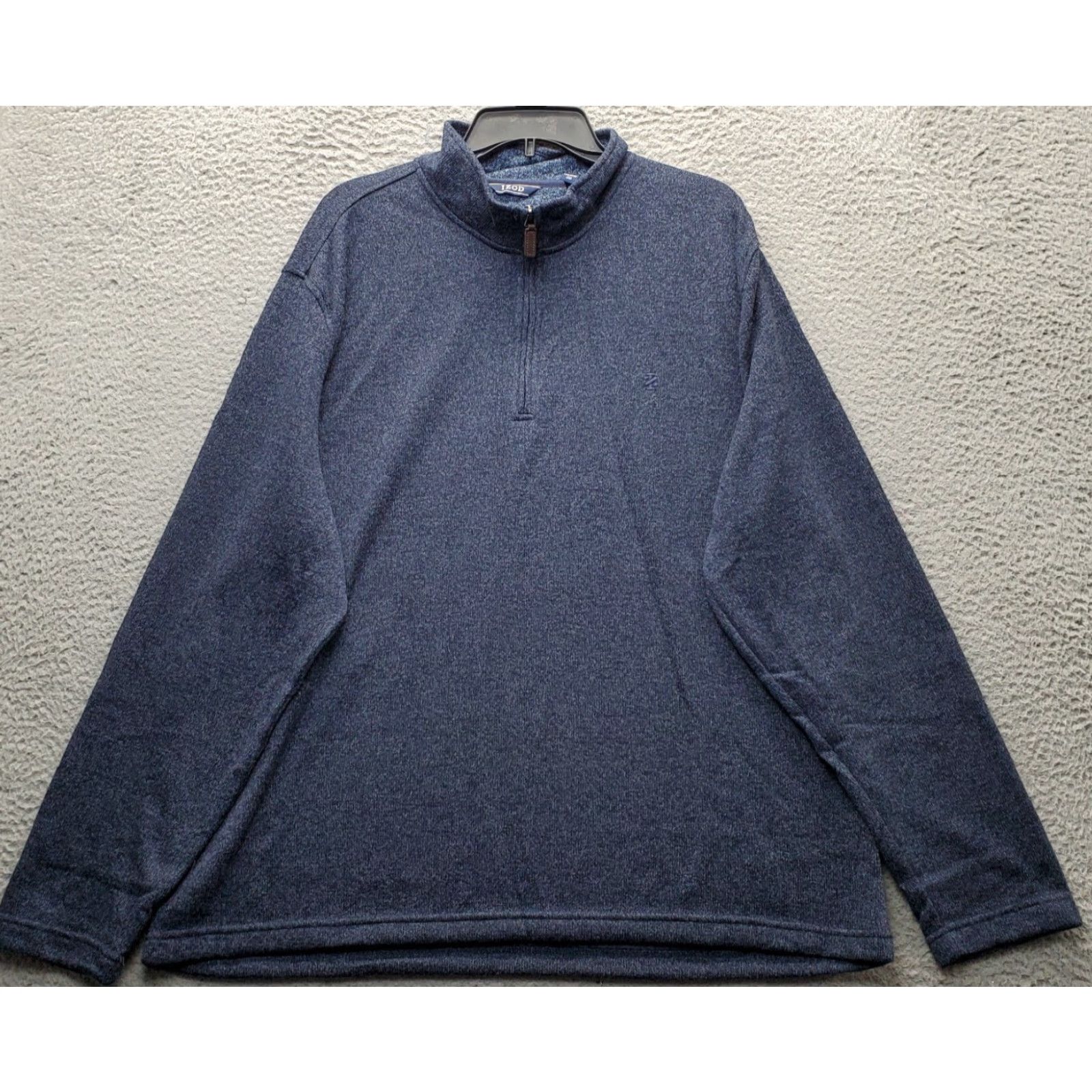 Izod IZOD Mens Pullover Sweater 2XL Blue Knit Embroidered Logo Quarter Zip Casual Bed Linen? Size US XXL / EU 58 / 5 - 2 Thumbnail