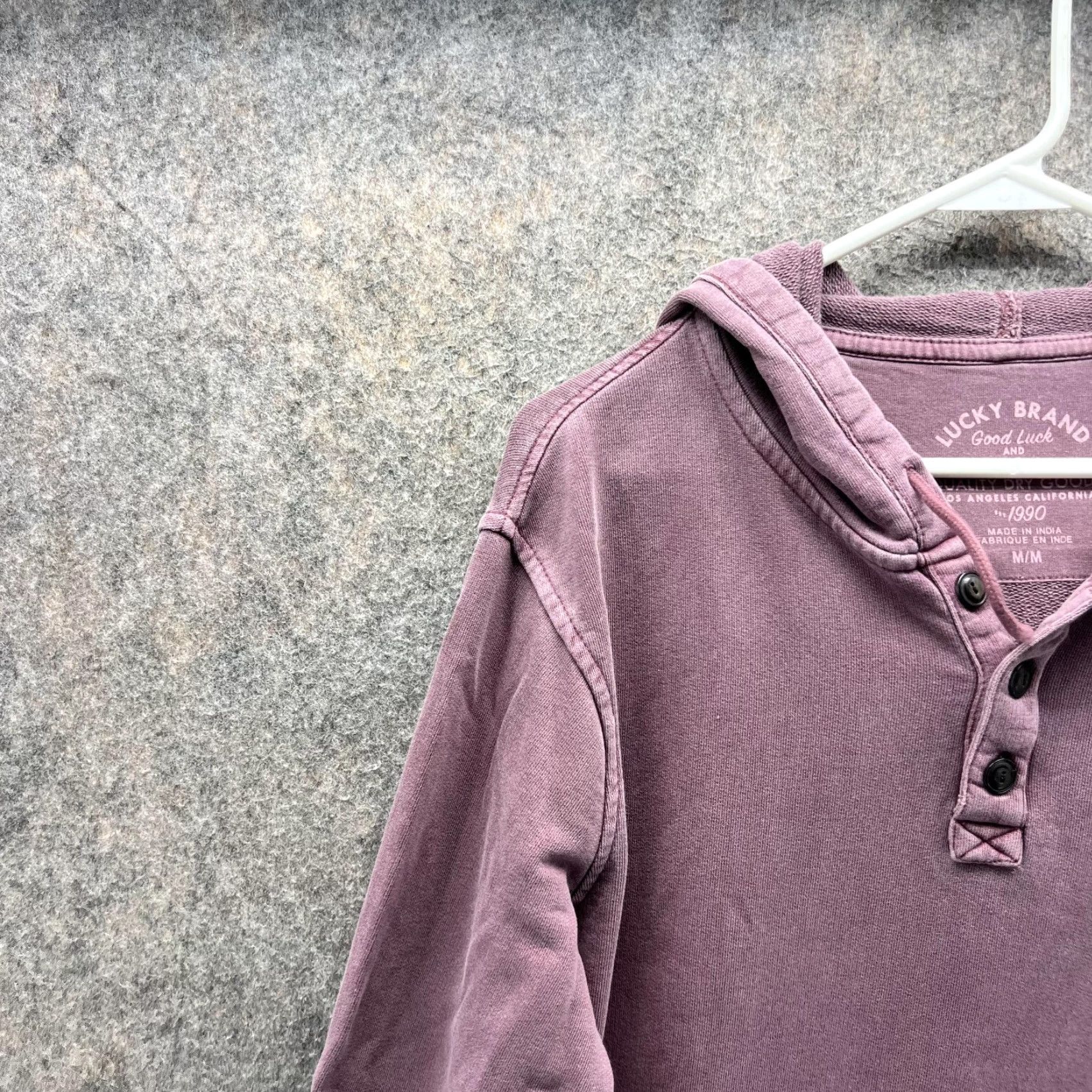 Lucky Brand Lucky Brand Sweater Hoodie Mens Medium Purple Pullover Casual 1990s Pattern: Solid Vintage: No Size US M / EU 48-50 / 2 - 5 Thumbnail