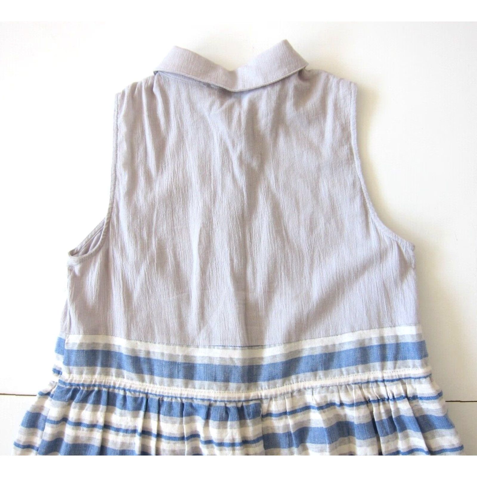 Vintage Symphony Shirt Dress Sleeveless Collared Tunic Cotton Gauze Stripe M Women Size M / US 6-8 / IT 42-44 - 6 Thumbnail