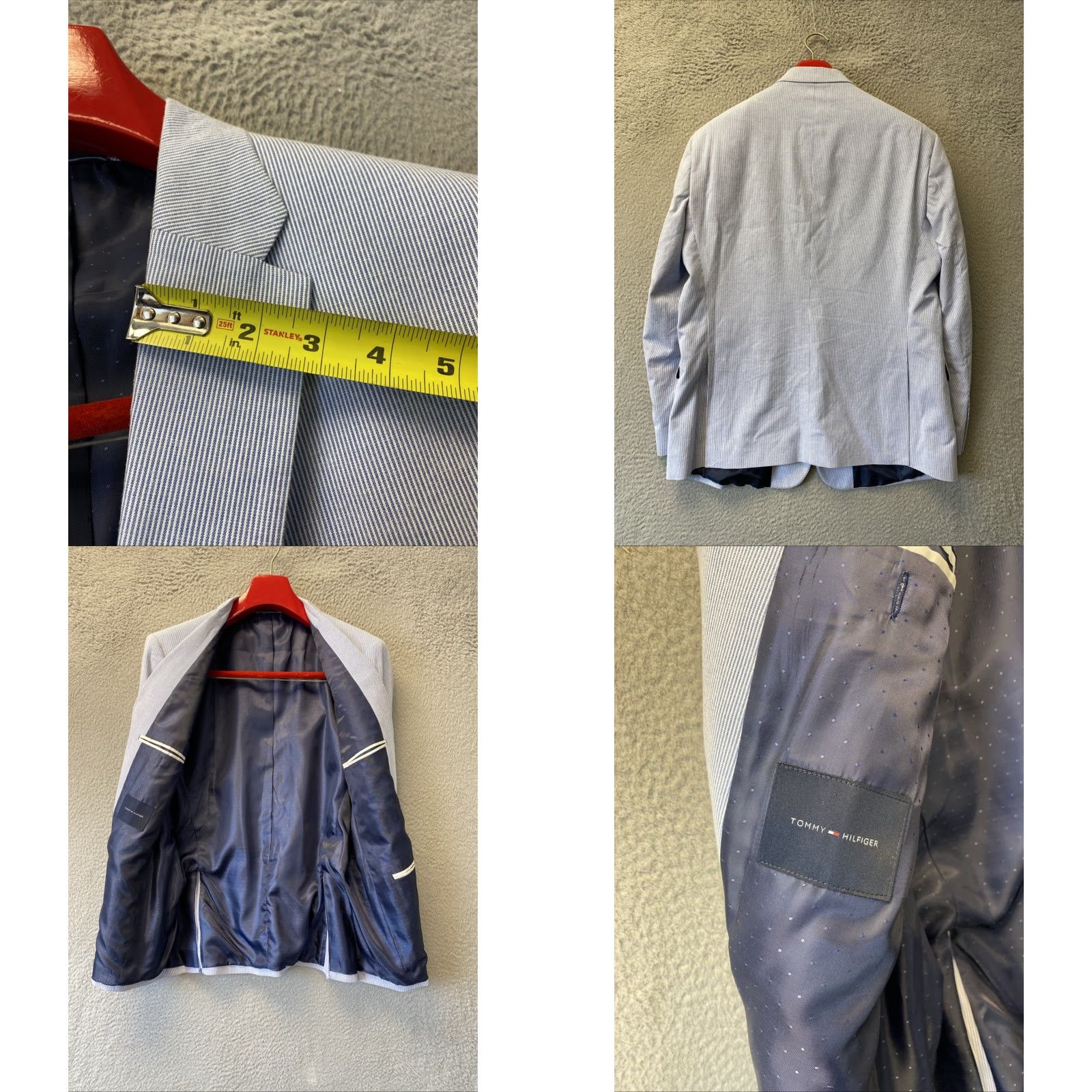 Tommy Hilfiger Tommy Hilfiger mens 2btn blue Striped sport coat jacket blazer 44R Size 44R - 8 Thumbnail