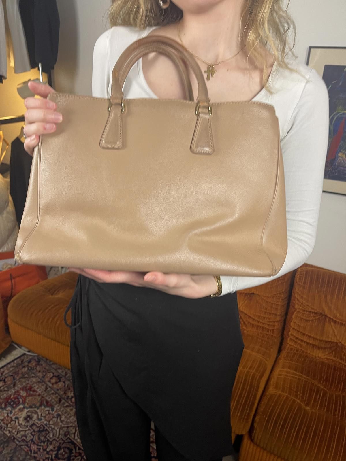 Prada Prada - Beige Leather Tote Bag Size ONE SIZE - 9 Thumbnail