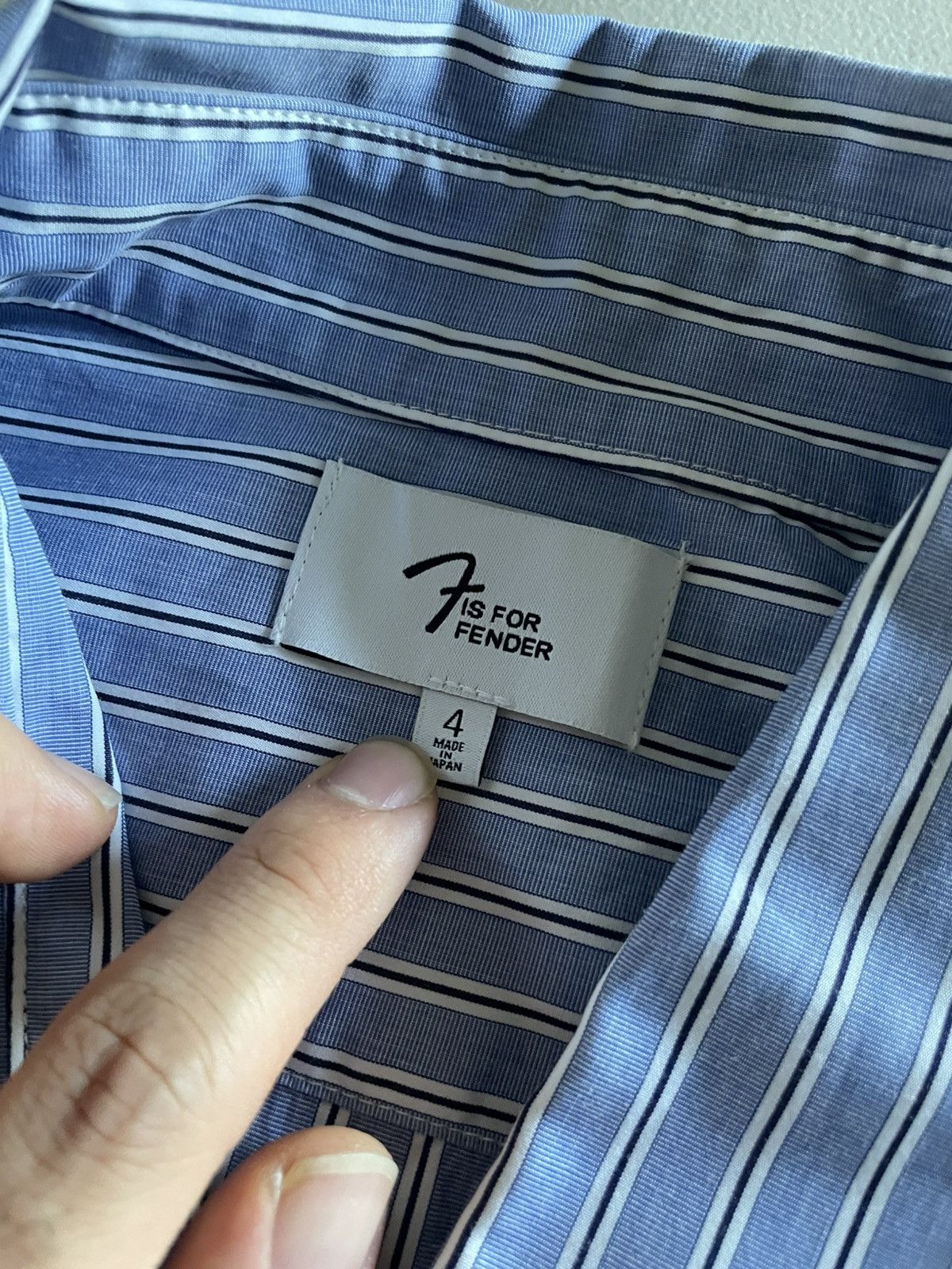Fender F is for Fender Vintage Ad Tagline Japan Striped Button Up Size US XL / EU 56 / 4 - 6 Thumbnail