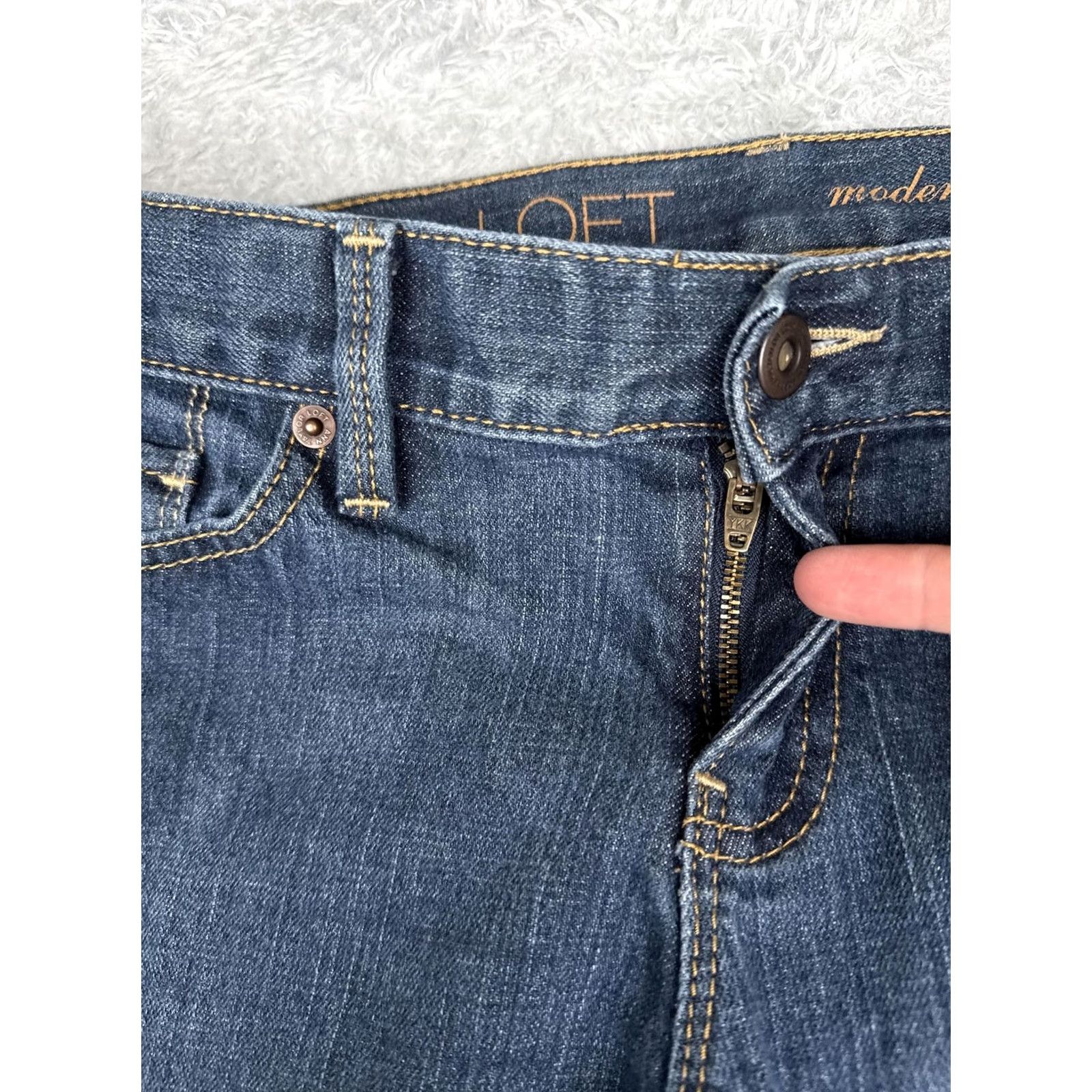 Loft LOFT Modern Boot Bootcut Jeans Womens 8 Blue Med Wash Mid Rise Stretch 31x32 Jeans Size 30" / US 8 / IT 44 - 5 Thumbnail