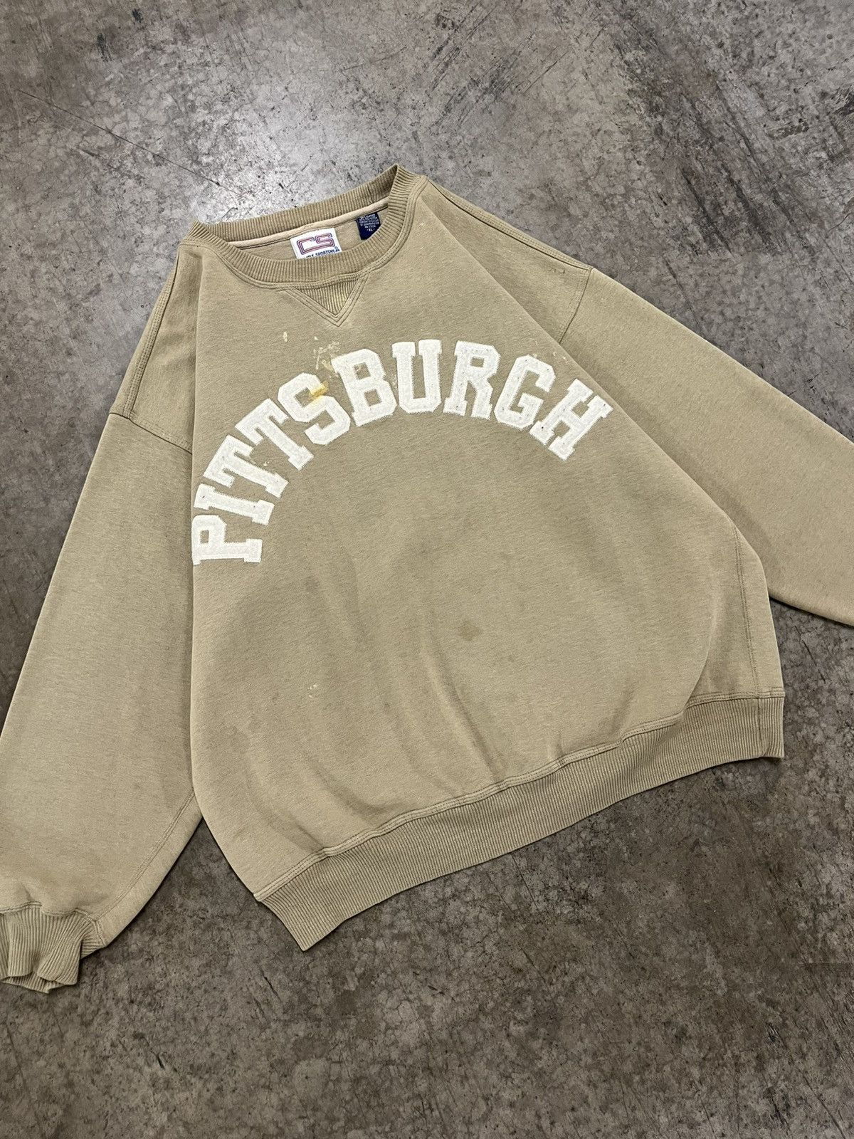 Vintage Earth tone boxy fit cream Pittsburgh spell out crewneck Size US XL / EU 56 / 4 - 4 Thumbnail