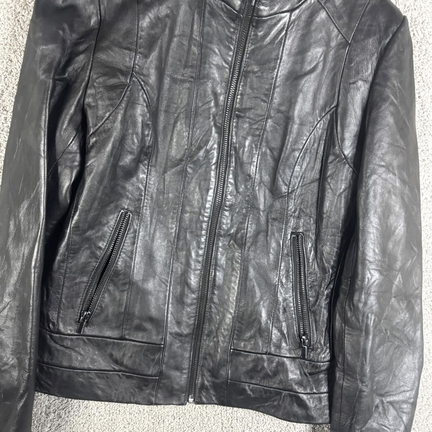 Vintage Wilsons Leather Jacket Womens Medium Black Genuine Leather Full Zip Pockets Size M / US 6-8 / IT 42-44 - 6 Thumbnail