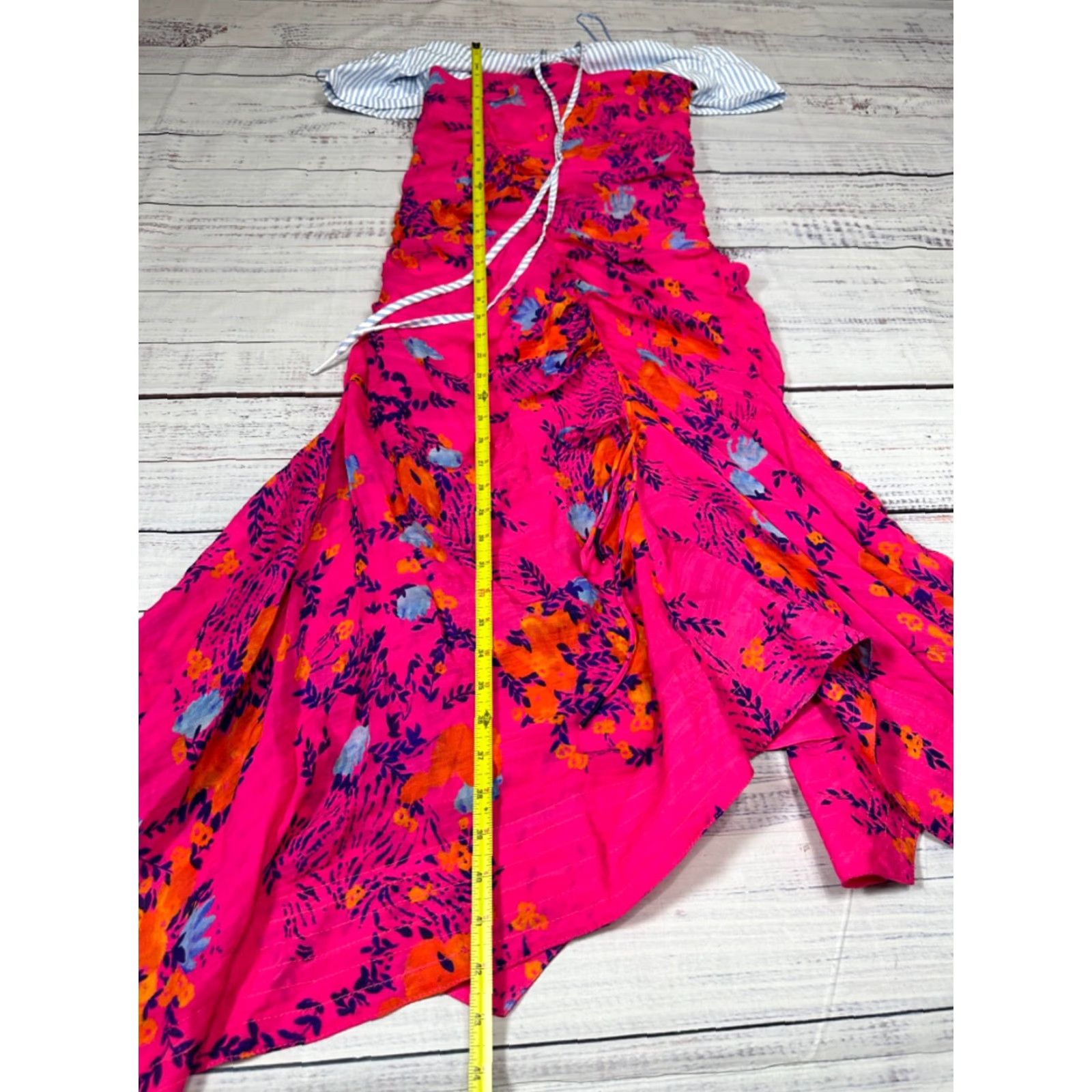 Tanya Taylor Tanya Taylor Dress Pink Midi Sheath Off Shoulder Virginia Falling Floral Sz 2 Womens Size XS / US 0-2 / IT 36-38 - 2 Thumbnail