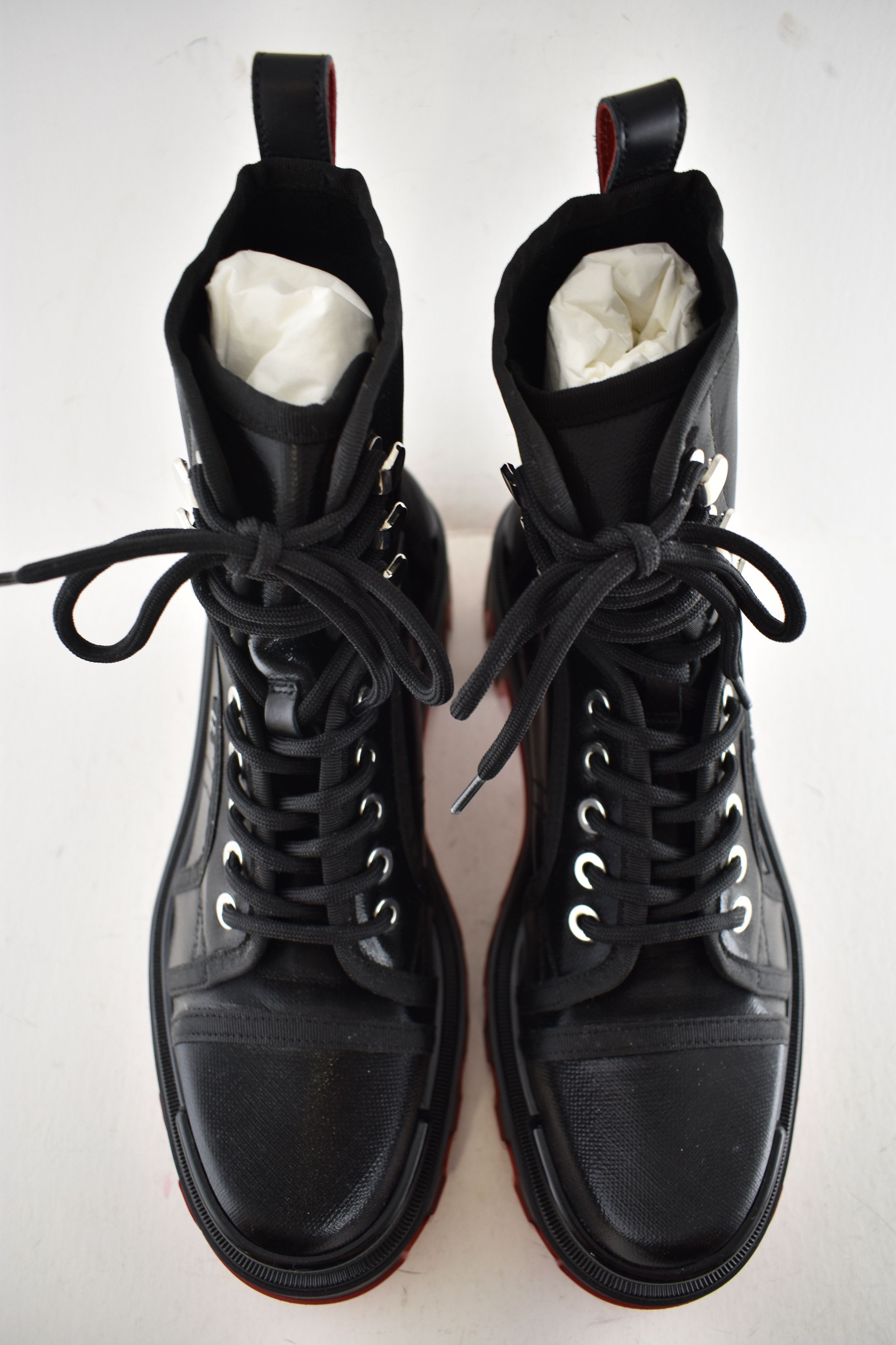 Christian Louboutin Mens Panaroot Dune Flat Black Combat Lace Up Boot 43.5 10.5 Size US 10.5 / EU 43-44 - 12 Thumbnail